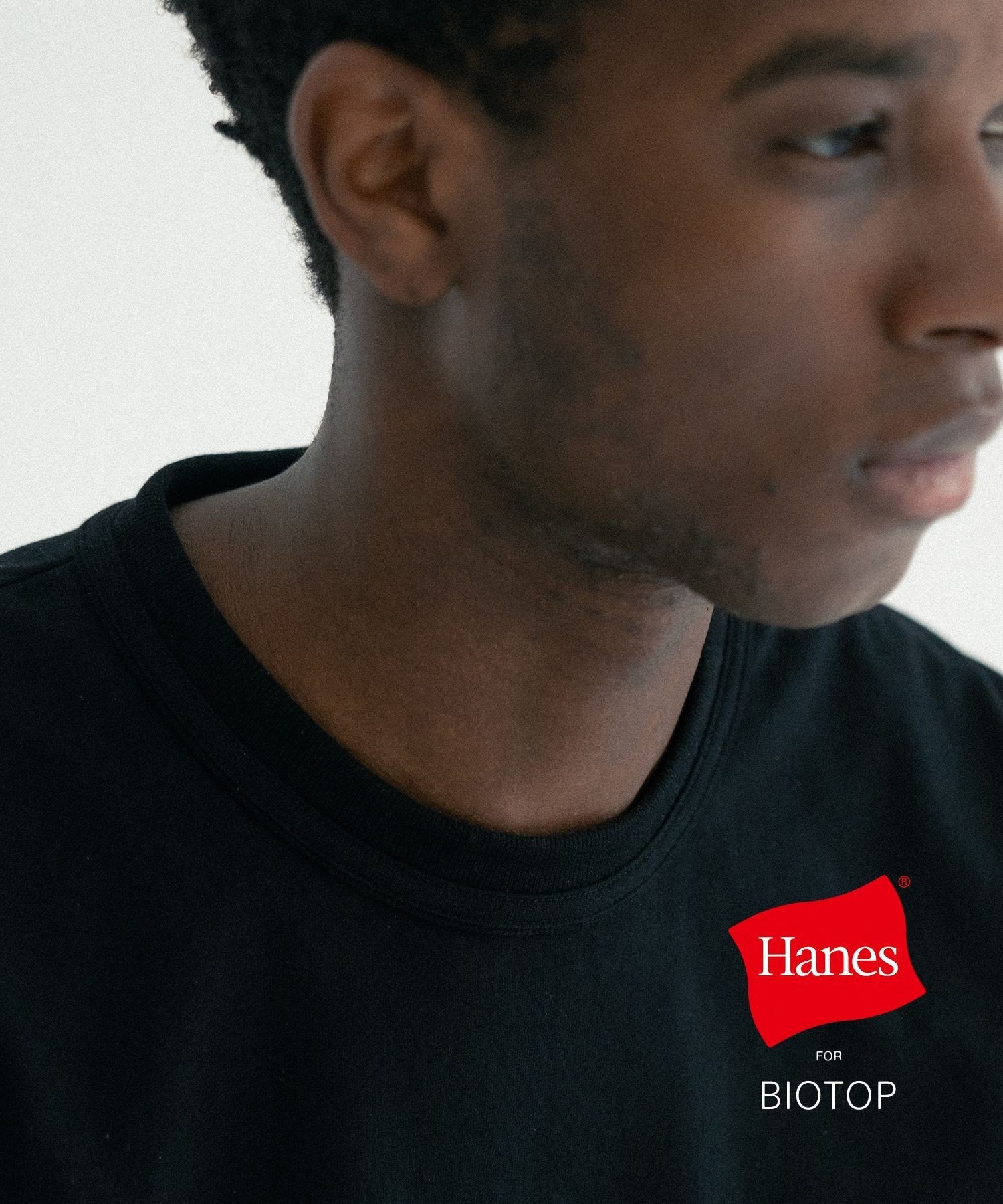 BIOTOP 【Hanes for BIOTOP】DOUBLE BINDER CREW NECK T-SHIRT アダムエロペ トップス カットソー・Tシャツ ホワイト ブルー ネイビー ブラック【送料無料】