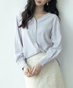 【SALE／20 OFF】SAISON DE PAPILLON バックVネックシフォンブラウス セゾン ド パピヨン トップス シャツ ブラウス パープル ホワイト ベージュ ネイビー ブラウン ピンク イエロー ブルー グリーン ブラック