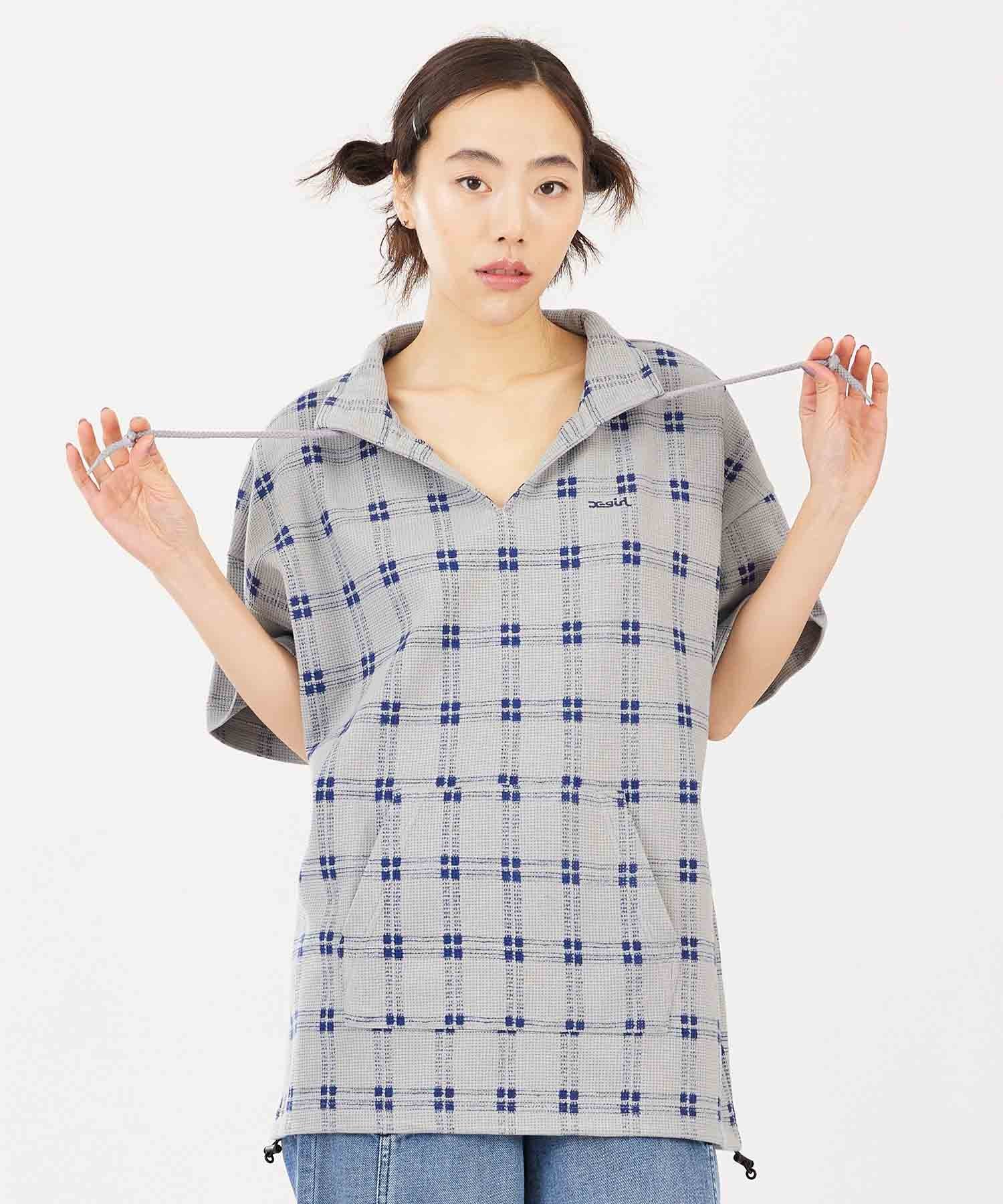 【SALE／50%OFF】X-girl PLAID WAFFLE TUNIC TOP トップス X-girl エックスガール ワンピース・ドレス チュニック ベージュ ホワイト グレー【送料無料】