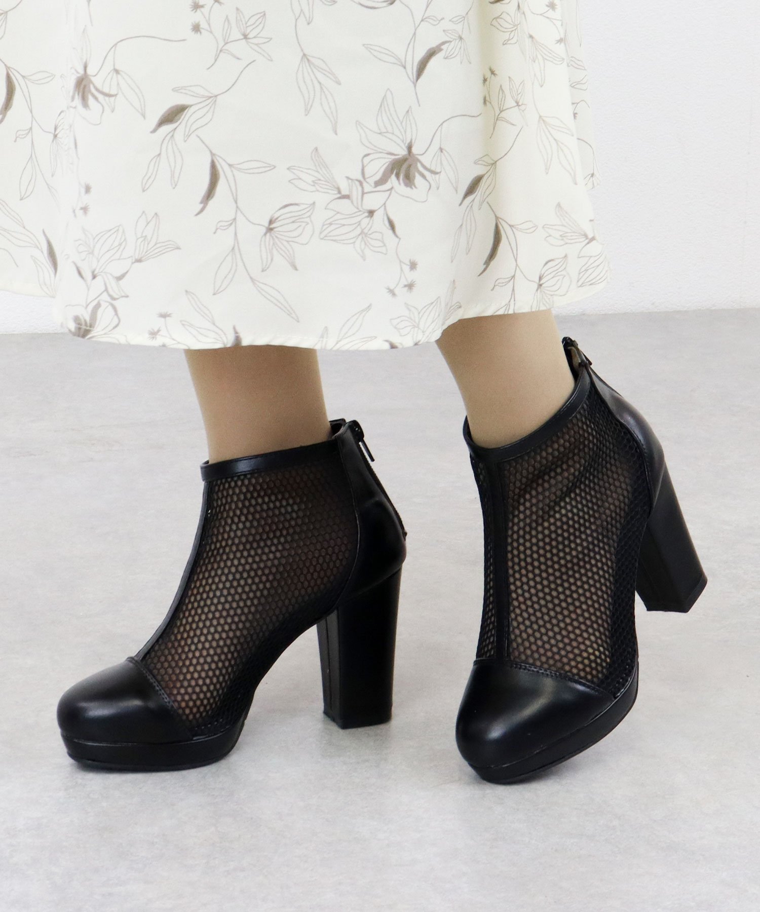 【SALE／35%OFF】LibertyDoll 9.5cmヒール 韓国ファッション ワンピース ショートブーツ ☆9121 サンエーフットウェアー シューズ・靴 レインシューズ・ブーツ ブラック ホワイト