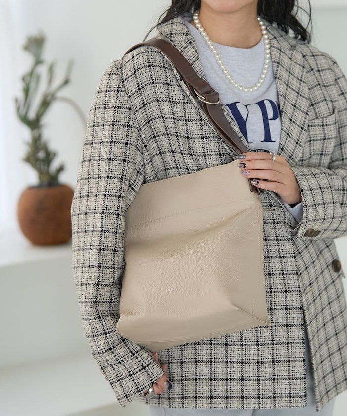 【SALE／60%OFF】BEAURE BEAURE/別注 カウレザーコンビトートバッグ/牛革 25SS フリークスストア バッグ トートバッグ ベージュ ブラック【送料無料】