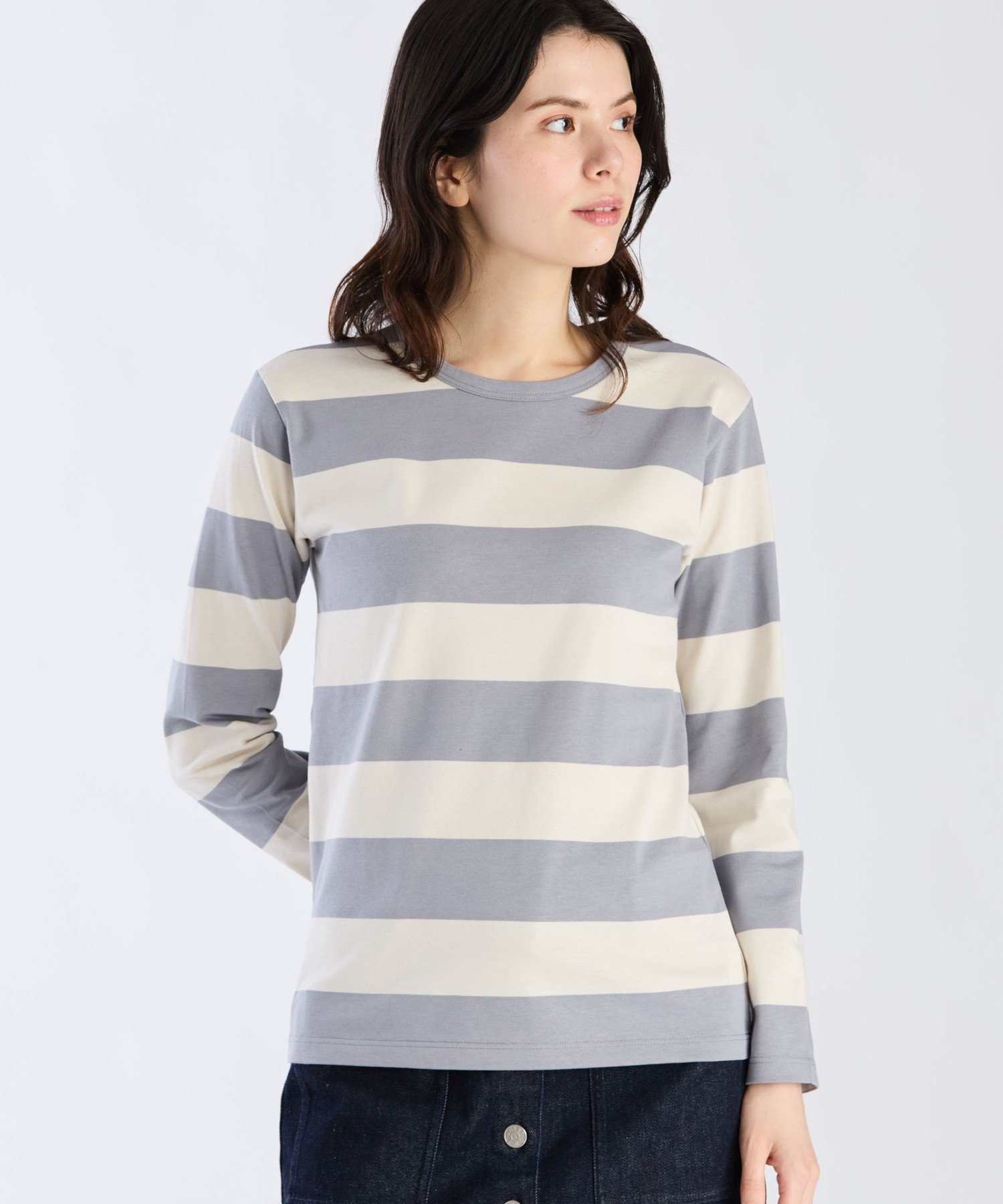 太ボーダー コットン 長袖Tシャツ "Cool" アニエスベー トップス カットソー・Tシャツ ブルー