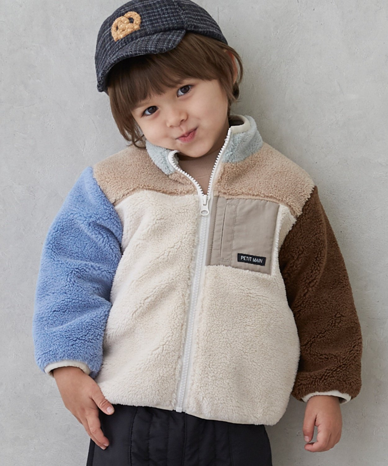 petit main ボアジャケット ナルミヤオンライン ジャケット・アウター ブルゾン・ジャンパー ブラウン ホワイト ベージュのサムネイル