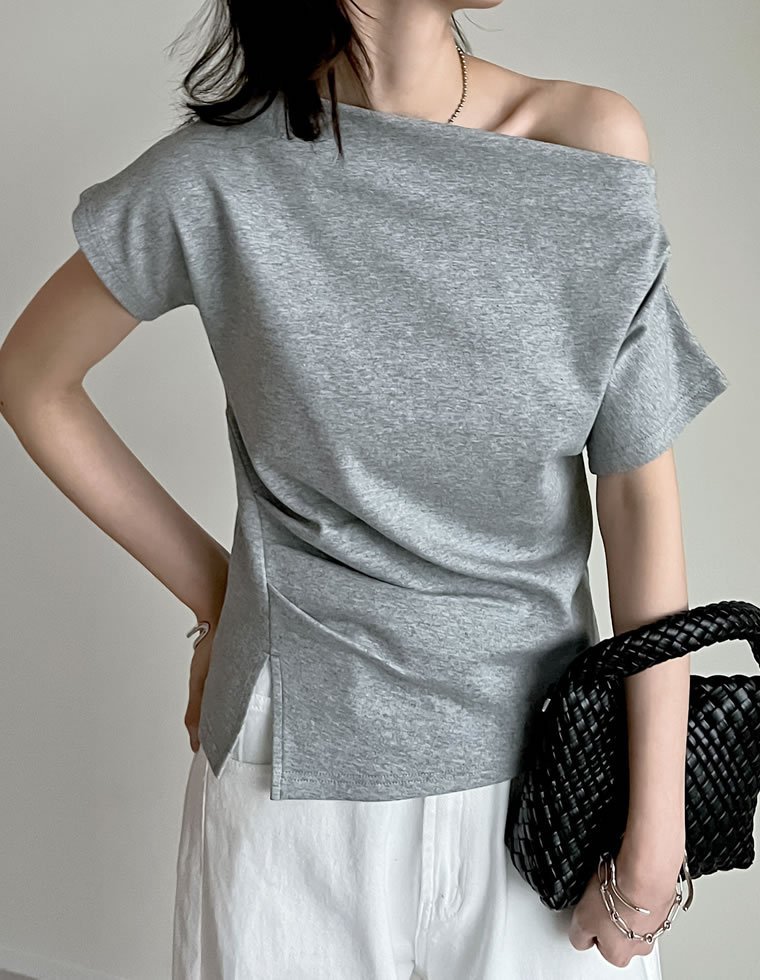 Re:EDIT 冷感マシュマロカットソーTシャツ リエディ トップス カットソー・Tシャツ グレー ブルー ホワイト カーキグリーン ブラック