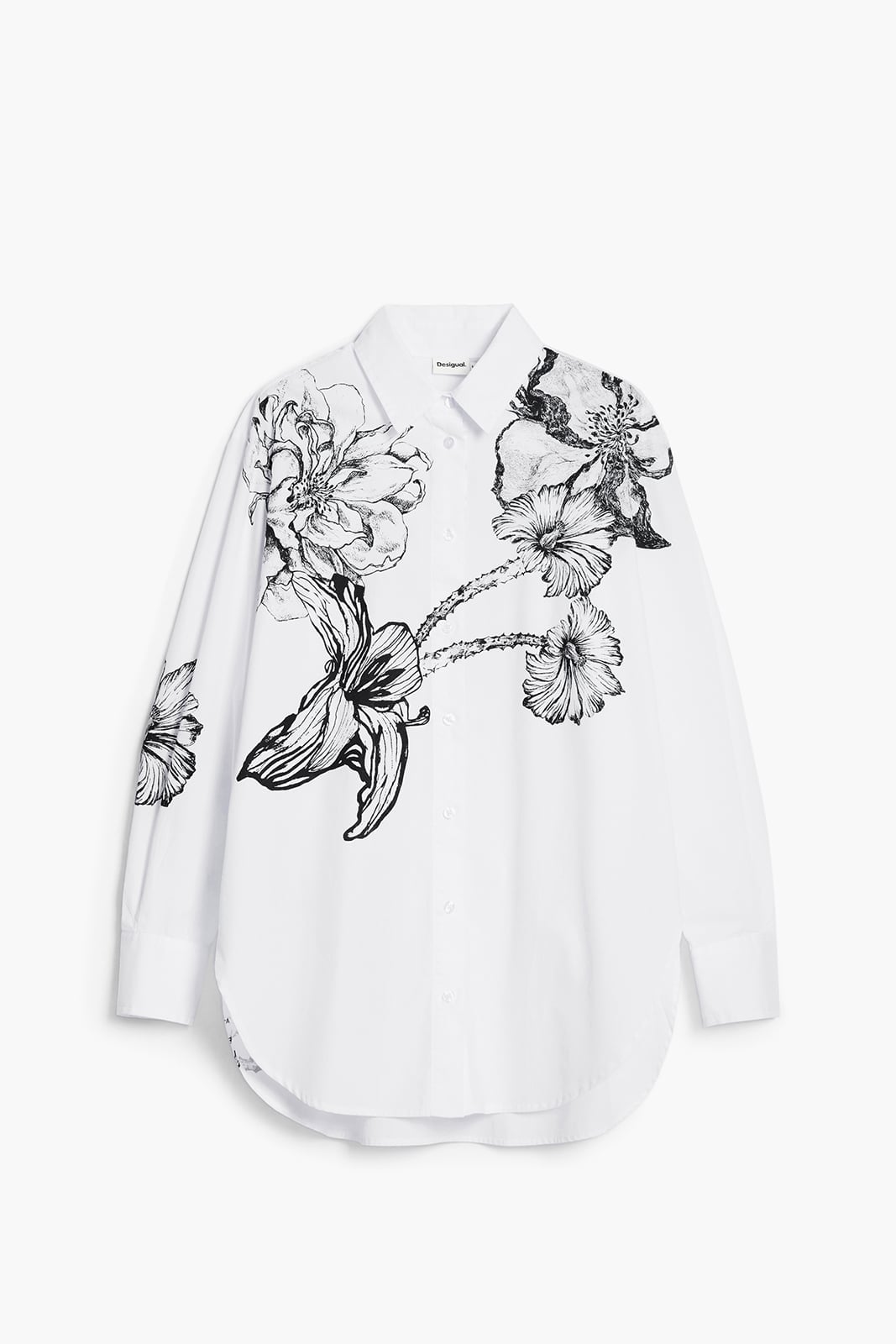 【SALE／10%OFF】Desigual クリスチャン・ラクロワ フローラルプリント オーバーサイズシャツ　白 デシ..