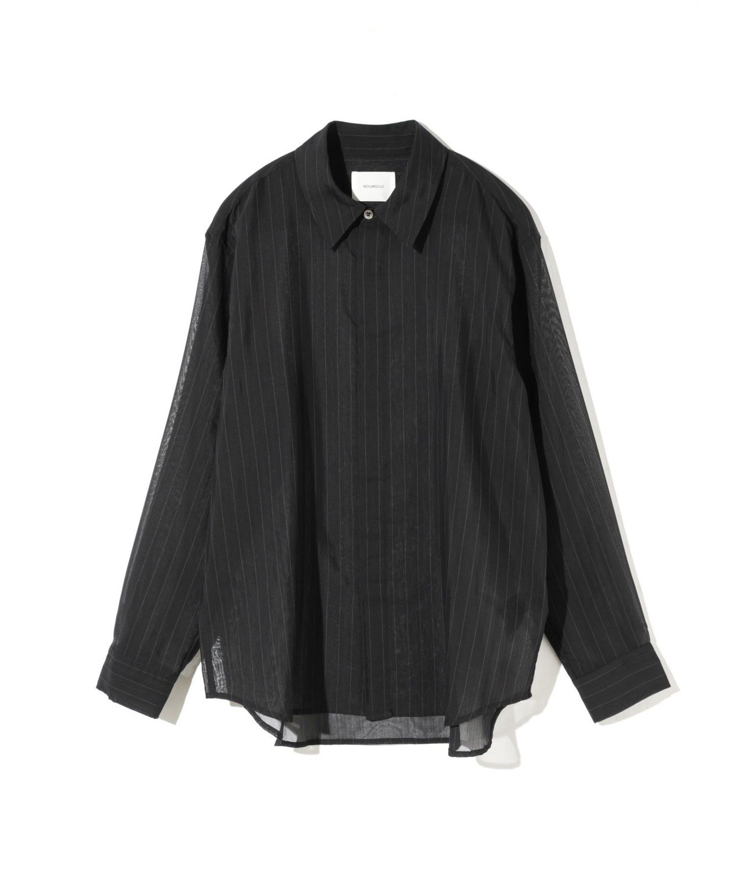 MIDIUMISOLID MIDIUMISOLID Men's シアーストライプシャツ マーコート トップス シャツ・ブラウス ブラック ホワイト