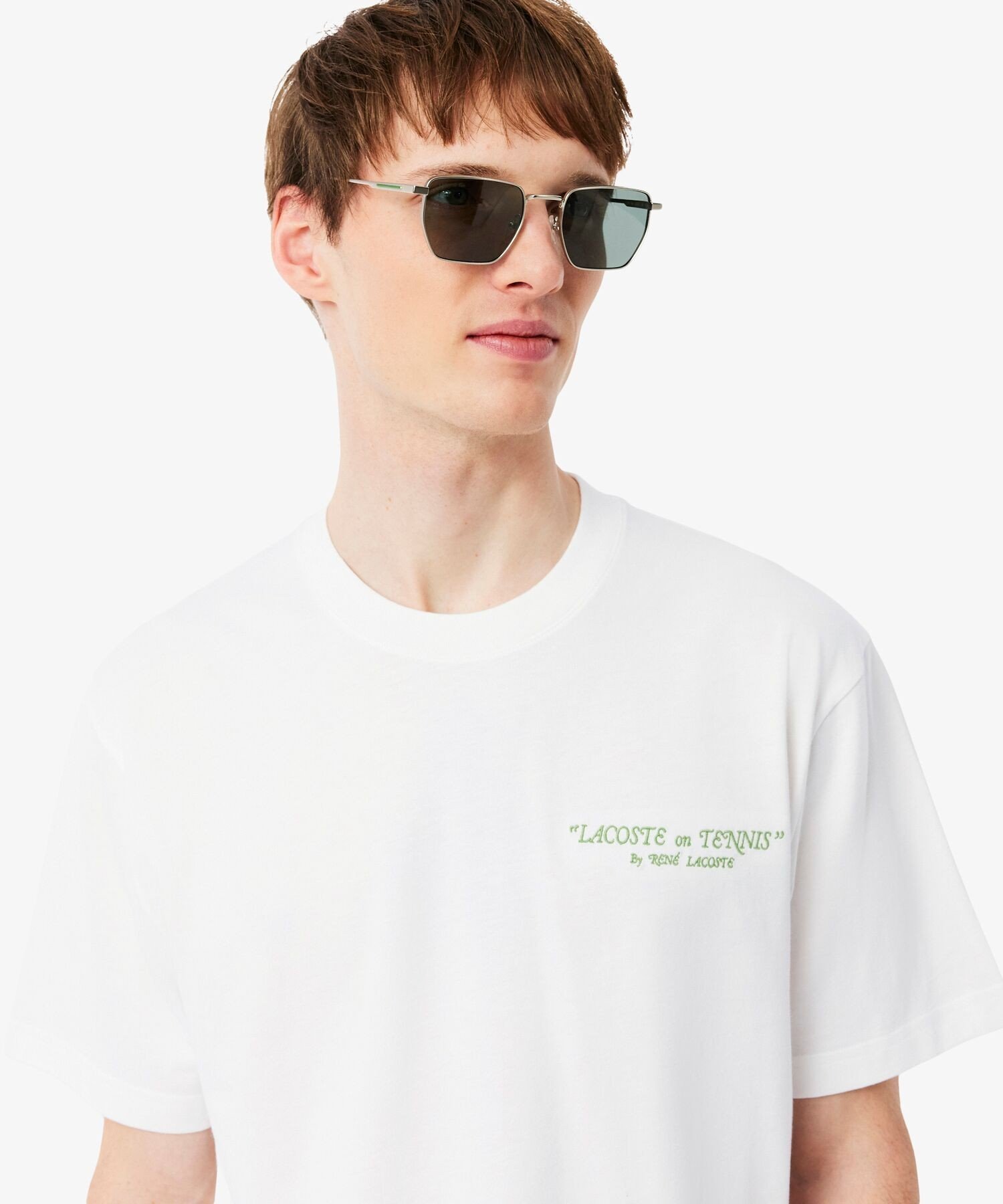 ルネ・ラコステ シグネチャー&ラケットプリントTシャツ ラコステ トップス カットソー・Tシャツ ホワイト ブラック