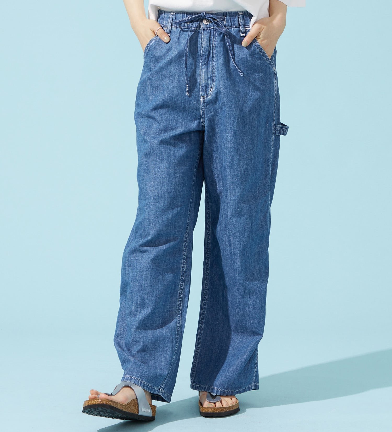 EDWIN LADIES デニム イージーペインターパンツ エドウインオンラインモール パンツ その他のパンツ ホワイト ブルー
