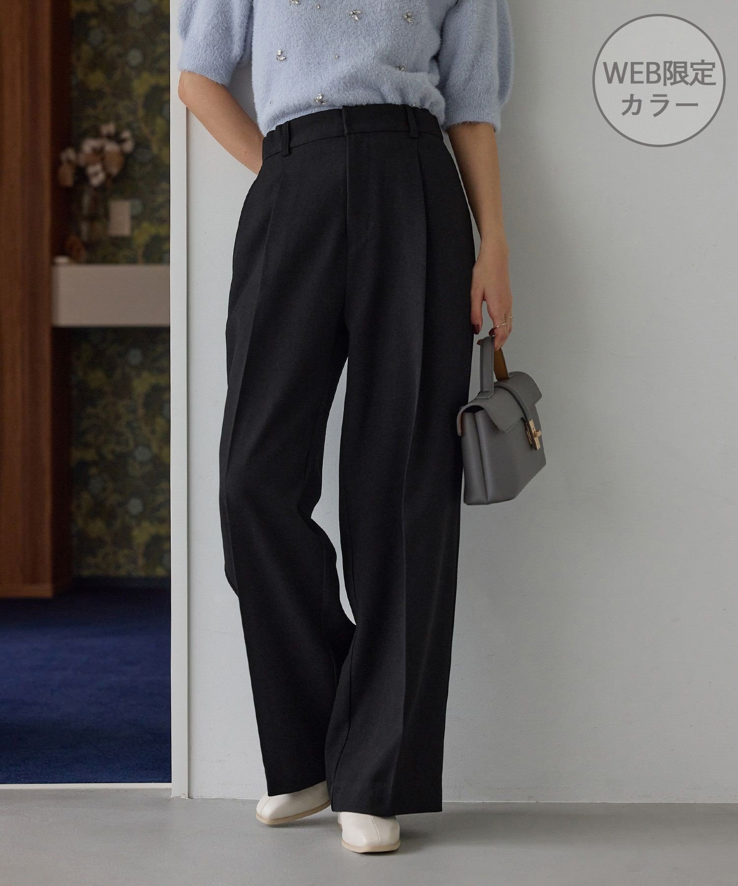 VIS 美easyウーリッシュワイドパンツ/WEB限定カラー・セットアップ対応 ビス パンツ その他のパンツ グレー ネイビー カーキグリーン ブラック