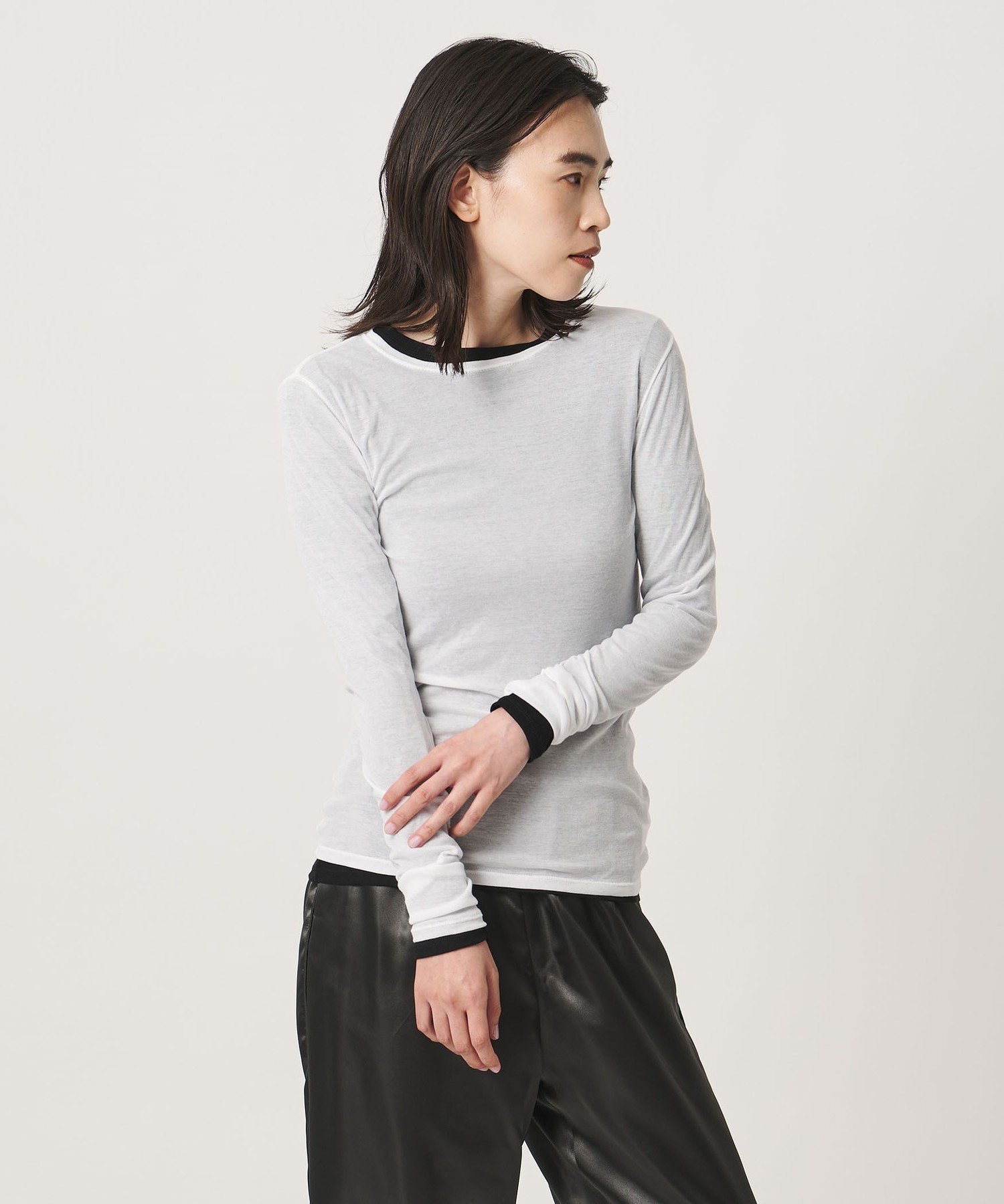 ＜MARW UNITED ARROWS＞シアー ロングスリーブ カットソー ビューティー＆ユース ユナイテッドアローズ トップス カットソー・Tシャツ ホワイト ブラック ブラウン