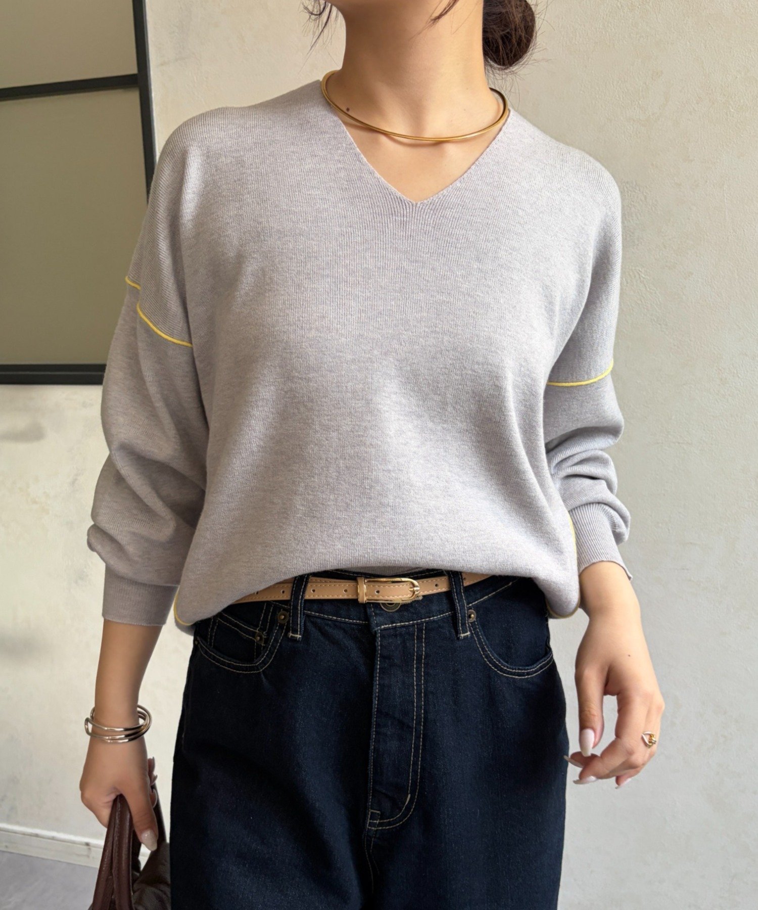 【SALE／10%OFF】Jena espace merveilleux ドルマンVニット ジェナエスパスメルヴェイユ トップス ニット グレー ブルー【送料無料】