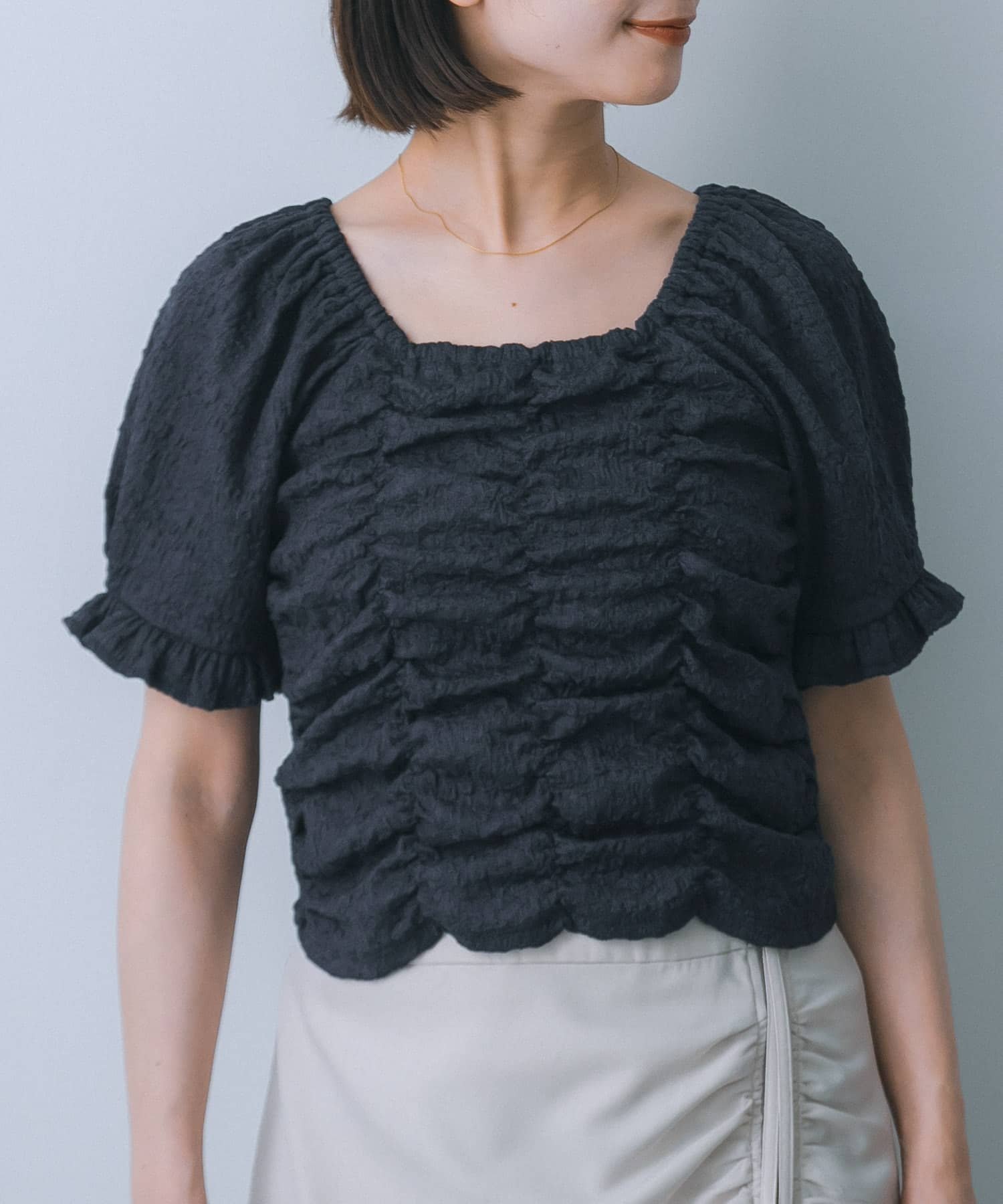 【SALE／50%OFF】SENSE OF PLACE シャーリングスクエアトップ センス オブ プレイス トップス カットソ..