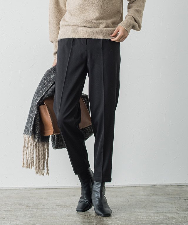 【SALE／10%OFF】Pierrot 裏微起毛ストレートパンツ ピエロ パンツ スラックス・ドレスパンツ ブラウン グリーン ブラック ホワイトのサムネイル