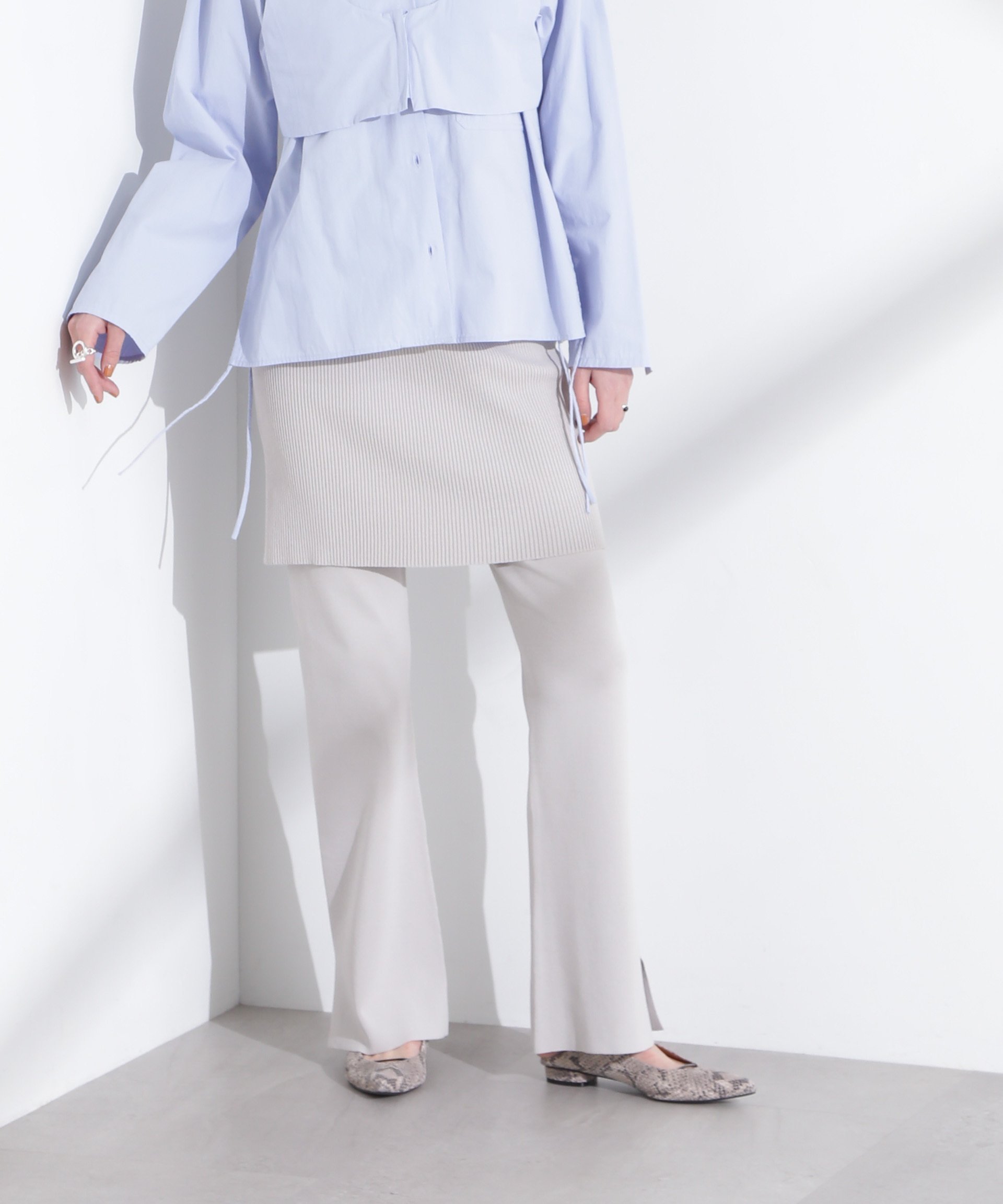 【SALE／50%OFF】NANO universe レイヤードニットパンツ ナノユニバース パンツ その他のパンツ ブラック ベージュ【送料無料】 stylife-15031819 Rakuten Fashion サンプル画像3