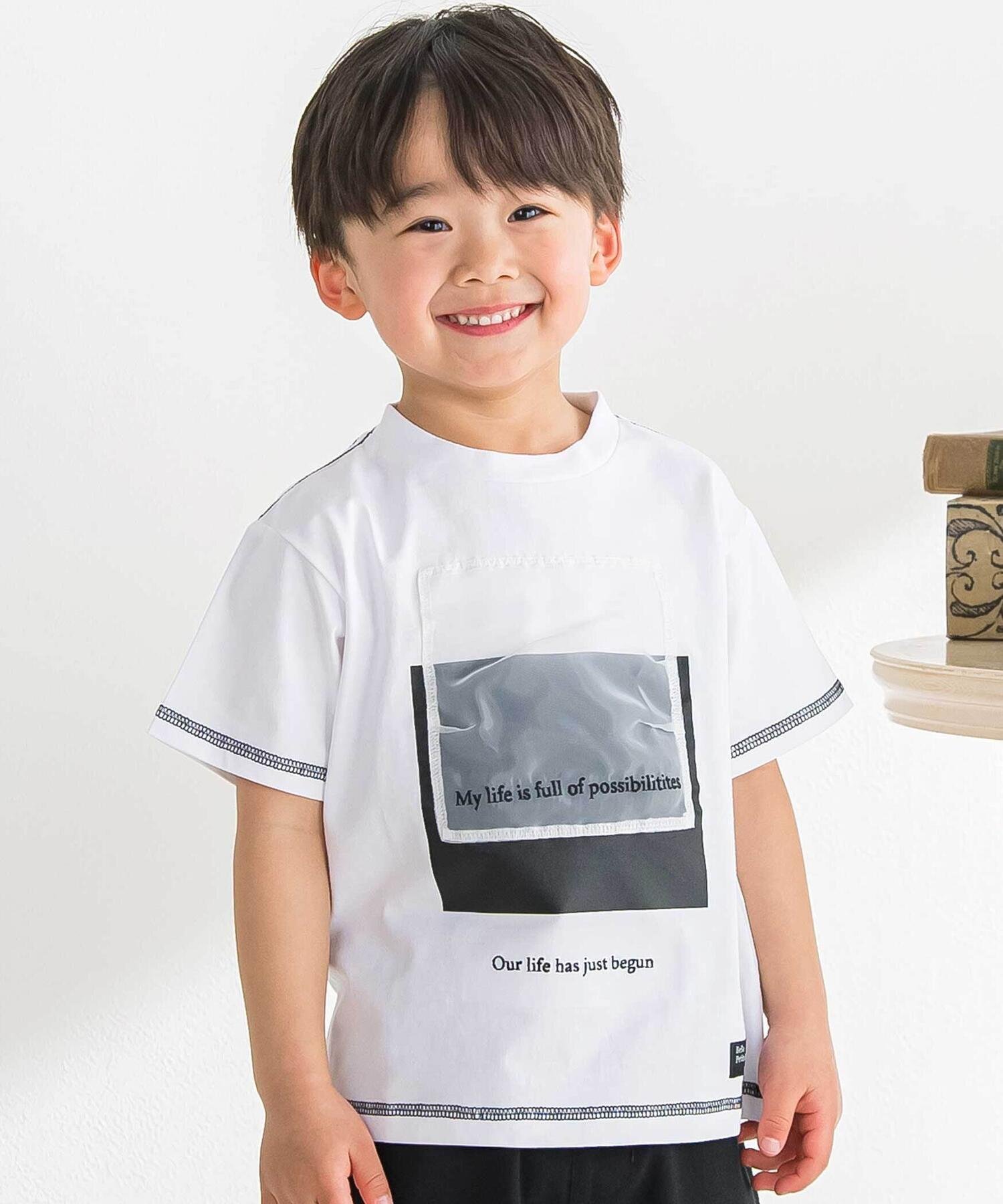 BeBe Petits Pois Vert オーガンジーポイントTシャツ(95~160cm) ベベ オンライン ストア トップス カットソー・Tシャツ ホワイト ブラック