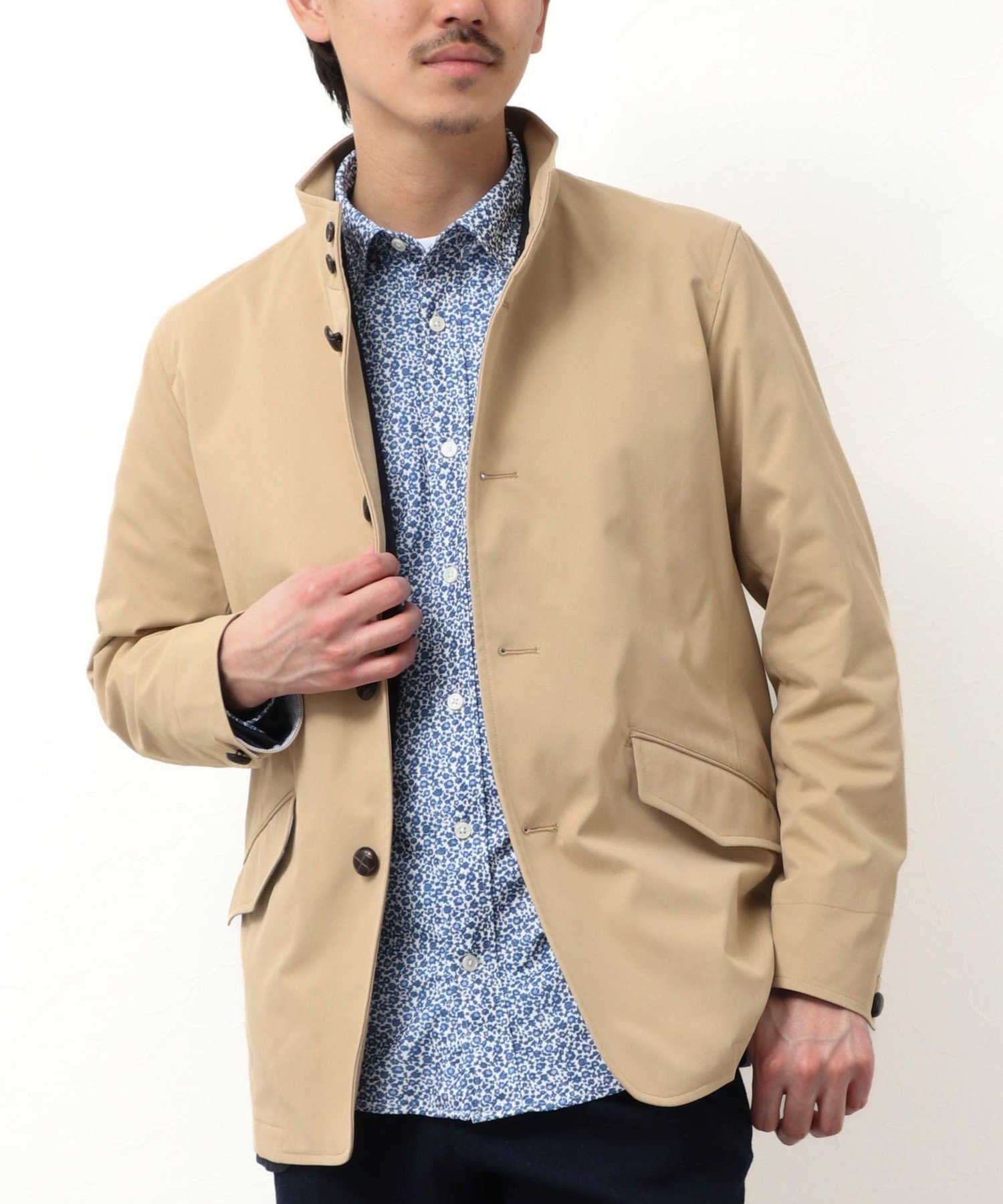 【SALE／10%OFF】NOLLEY'S LIGHT 《ビジカジ対応》ストレッチ スタンドブルゾン ノーリーズ ジャケット・アウター ブルゾン・ジャンパー ベージュ ネイビー グリーン【送料無料】