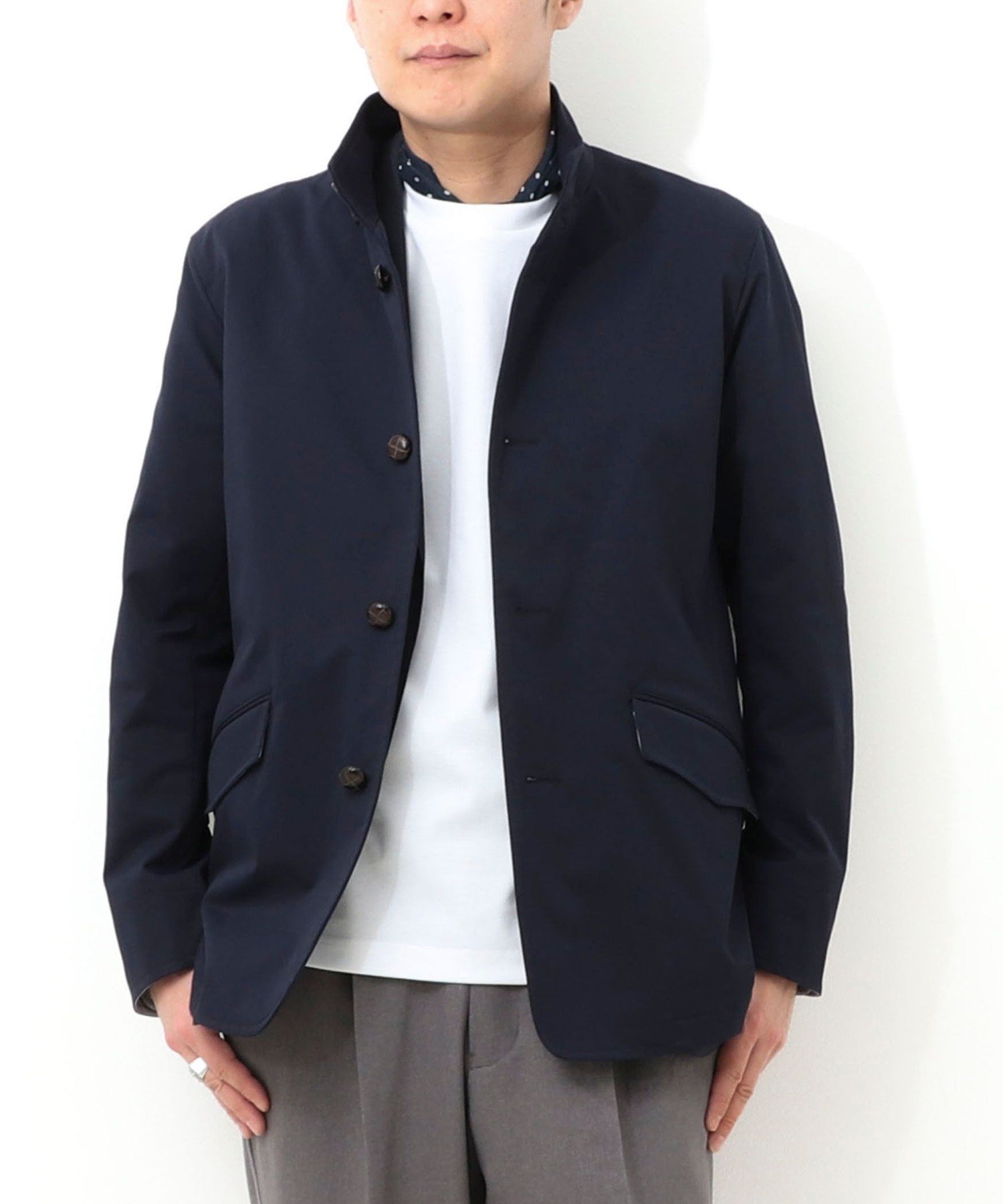 【SALE／10%OFF】NOLLEY'S LIGHT 《ビジカジ対応》ストレッチ スタンドブルゾン ノーリーズ ジャケット・アウター ブルゾン・ジャンパー ベージュ ネイビー グリーン【送料無料】