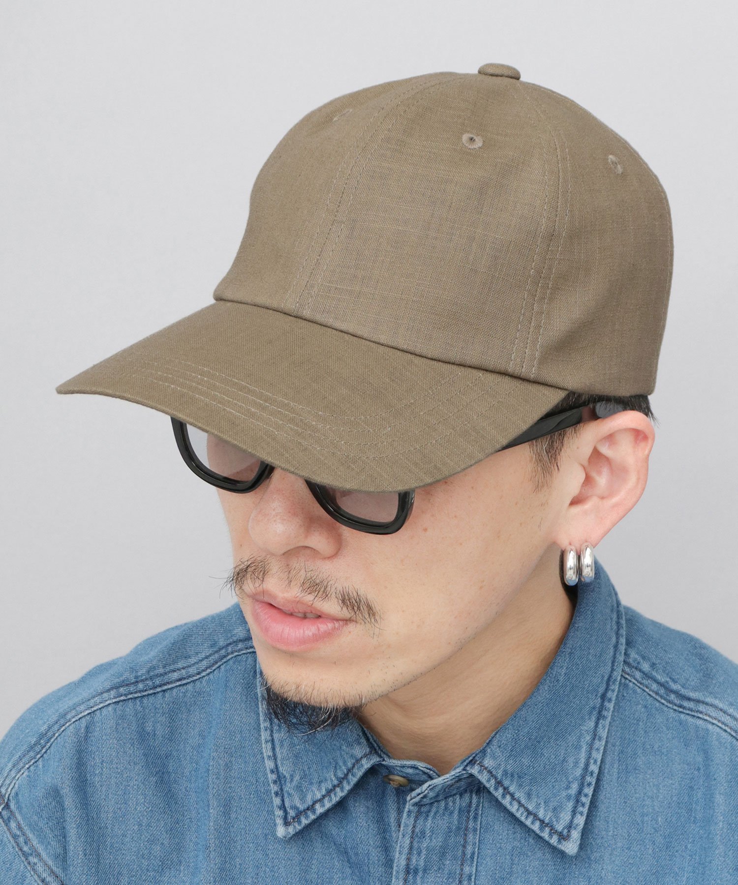 A.M.S. ロングバイザー 綿麻キャップ エー.エム.エス. 帽子 キャップ ブラック ホワイト カーキグリーン