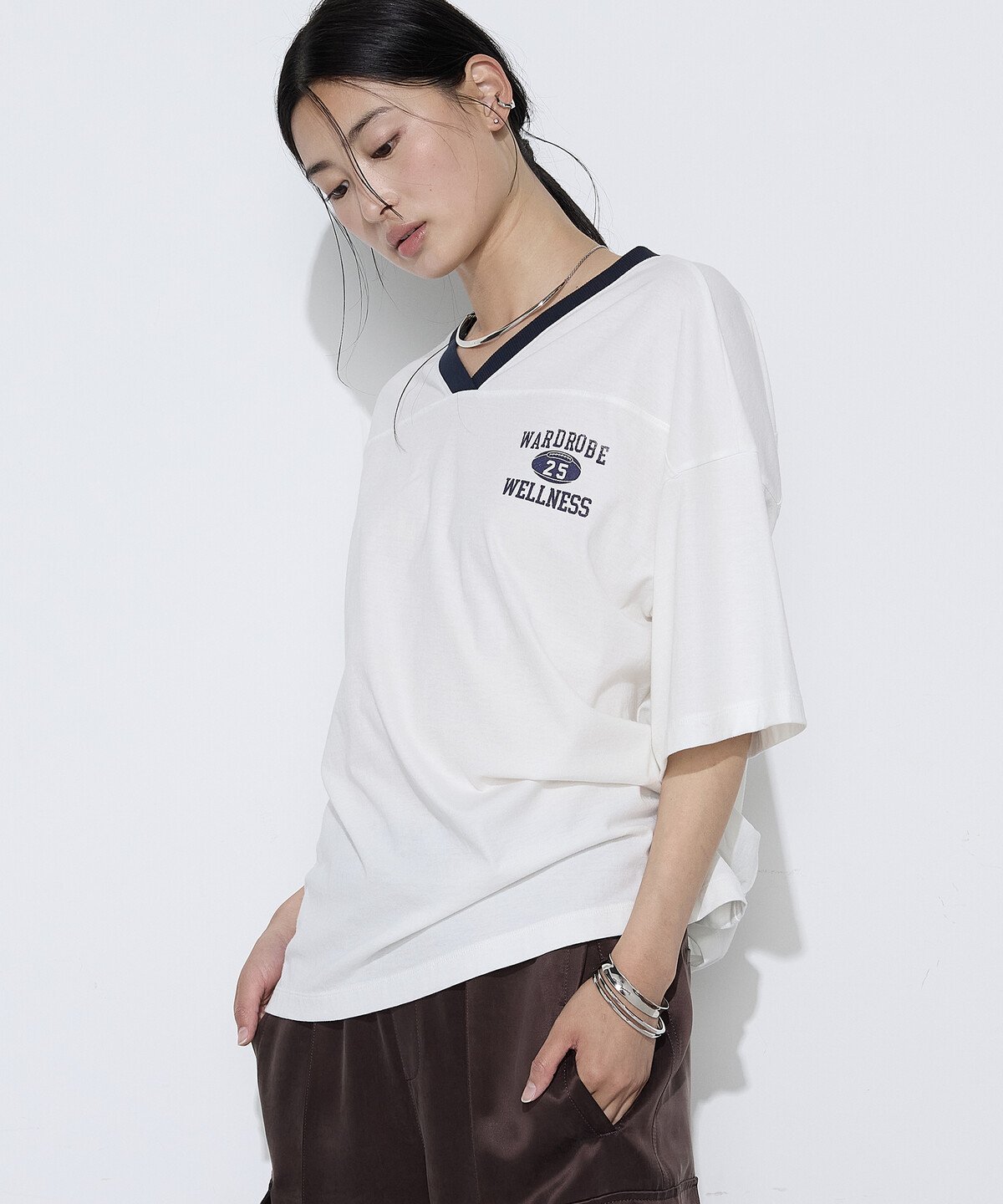 ヴィンテージレアルツイストライト プリントTシャツ コムサ トップス カットソー・Tシャツ ホワイト ネイビー グリーン
