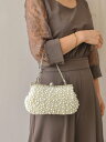 【SALE/69%OFF】styiro styiro/パールぎっしりがま口パーティーバッグ ショートチェーン付き イストワール バッグ クラッチバッグ ホワイト...