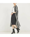 【SALE/30%OFF】qualite ドットストライプワンピース カリテ ワンピース・ドレス シャツワンピース ブラック【送料無料】