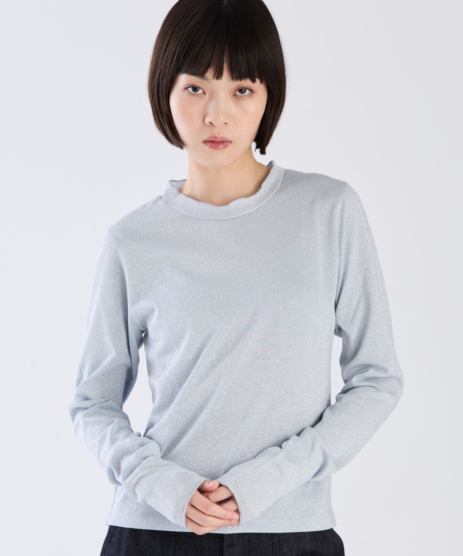 . 【Outlet】WW90 TS ラメジャージータートル アニエスベー トップス カットソー・Tシャツ ブルー