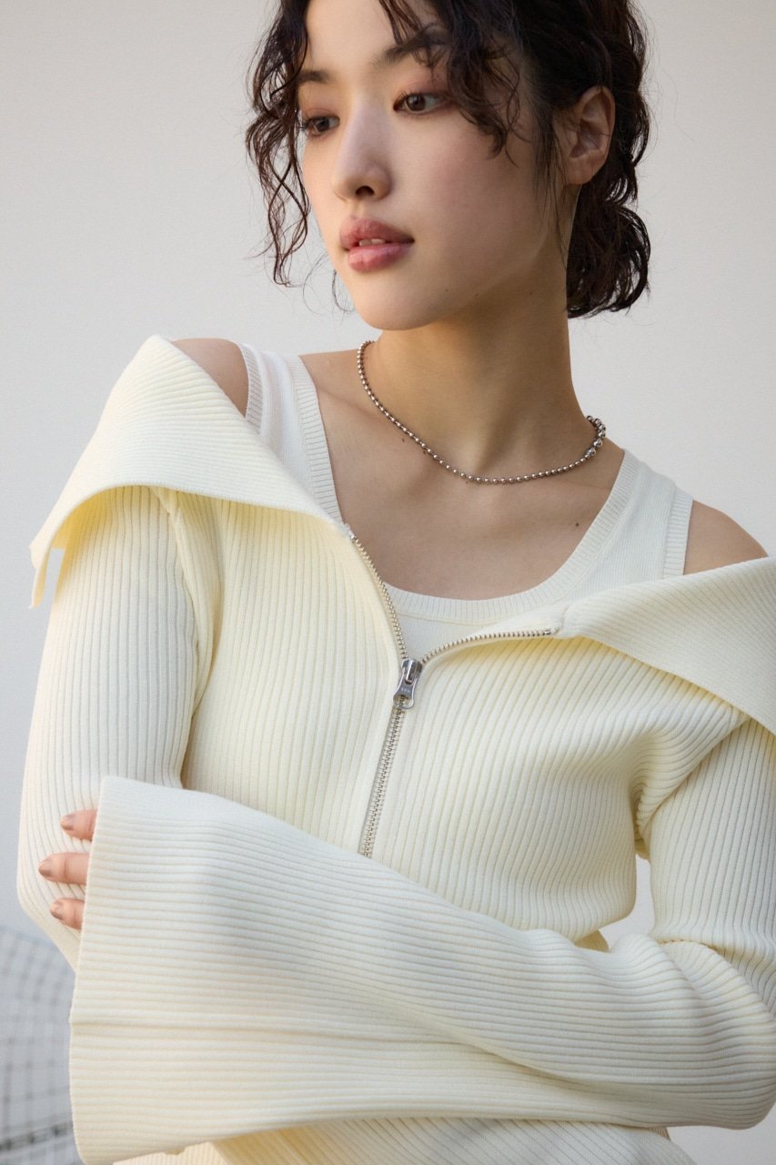 AZUL BY MOUSSY ジップアンサンブルニット アズールバイマウジー トップス ニット ブラック ピンク【送..