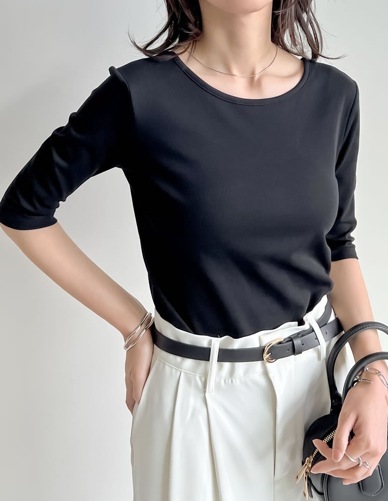 Re:EDIT バックオープンシンプルTシャツ リエディ トップス カットソー・Tシャツ ホワイト ブラウン レッド ブラック【送料無料】のサムネイル