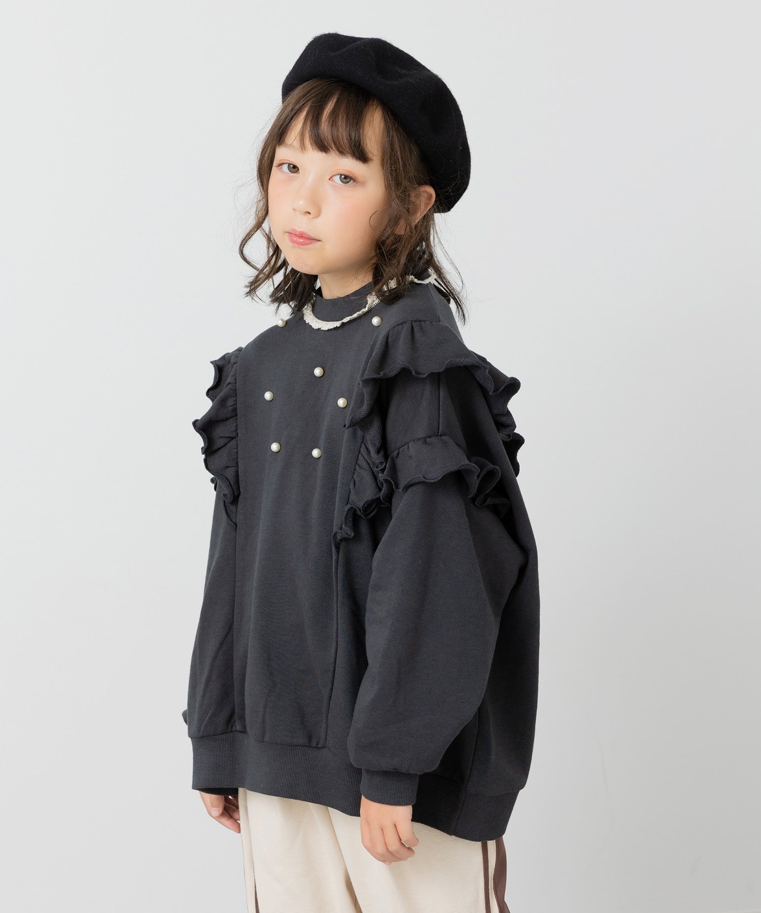 【SALE／10%OFF】chil2 パール付きフリル裏毛トレーナー チルツー トップス スウェット・トレーナー グ..