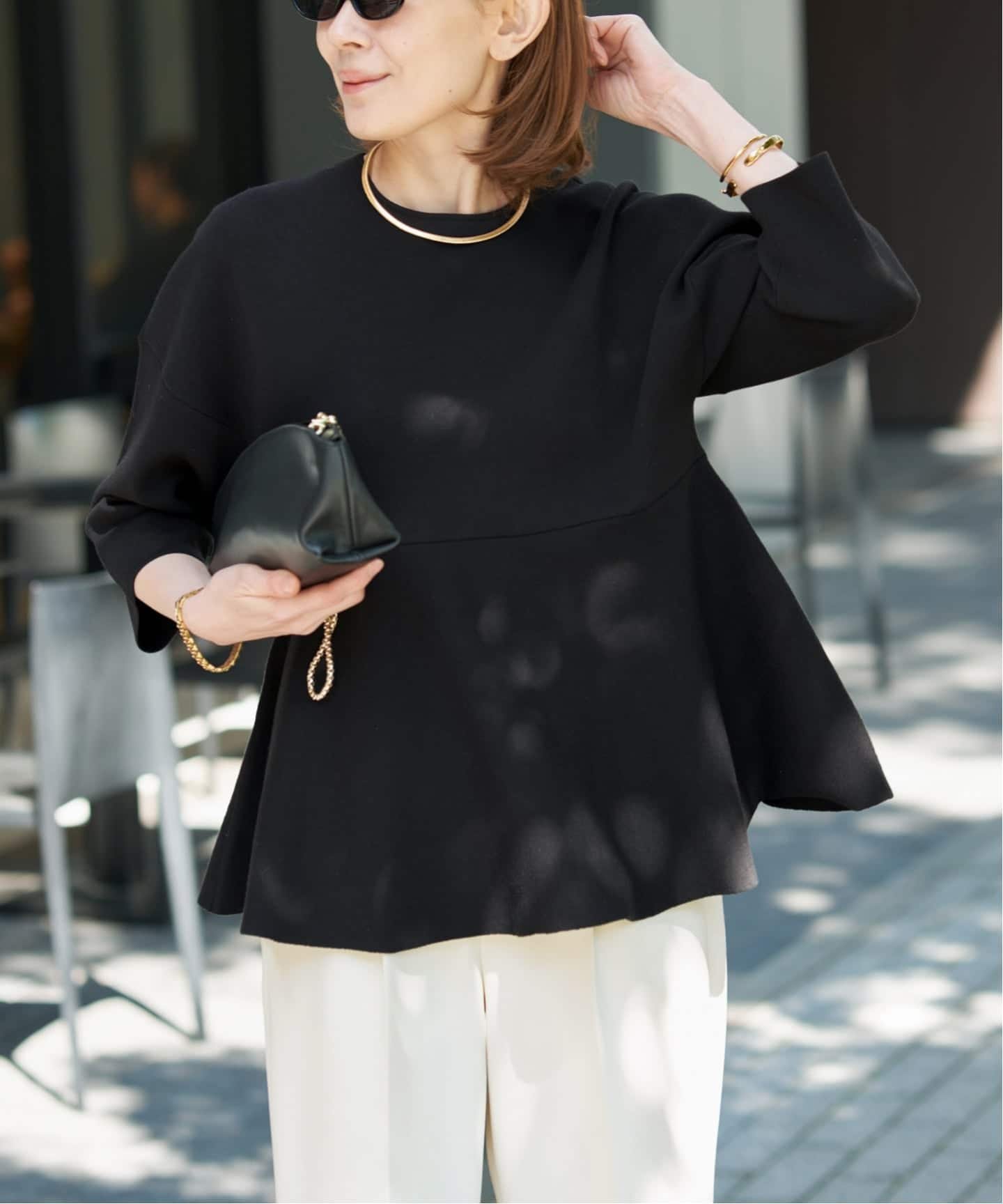 VERMEIL par iena ペプラムダンボールプルオーバー ヴェルメイユ パー イエナ トップス ニット ネイビー ブラック【送料無料】