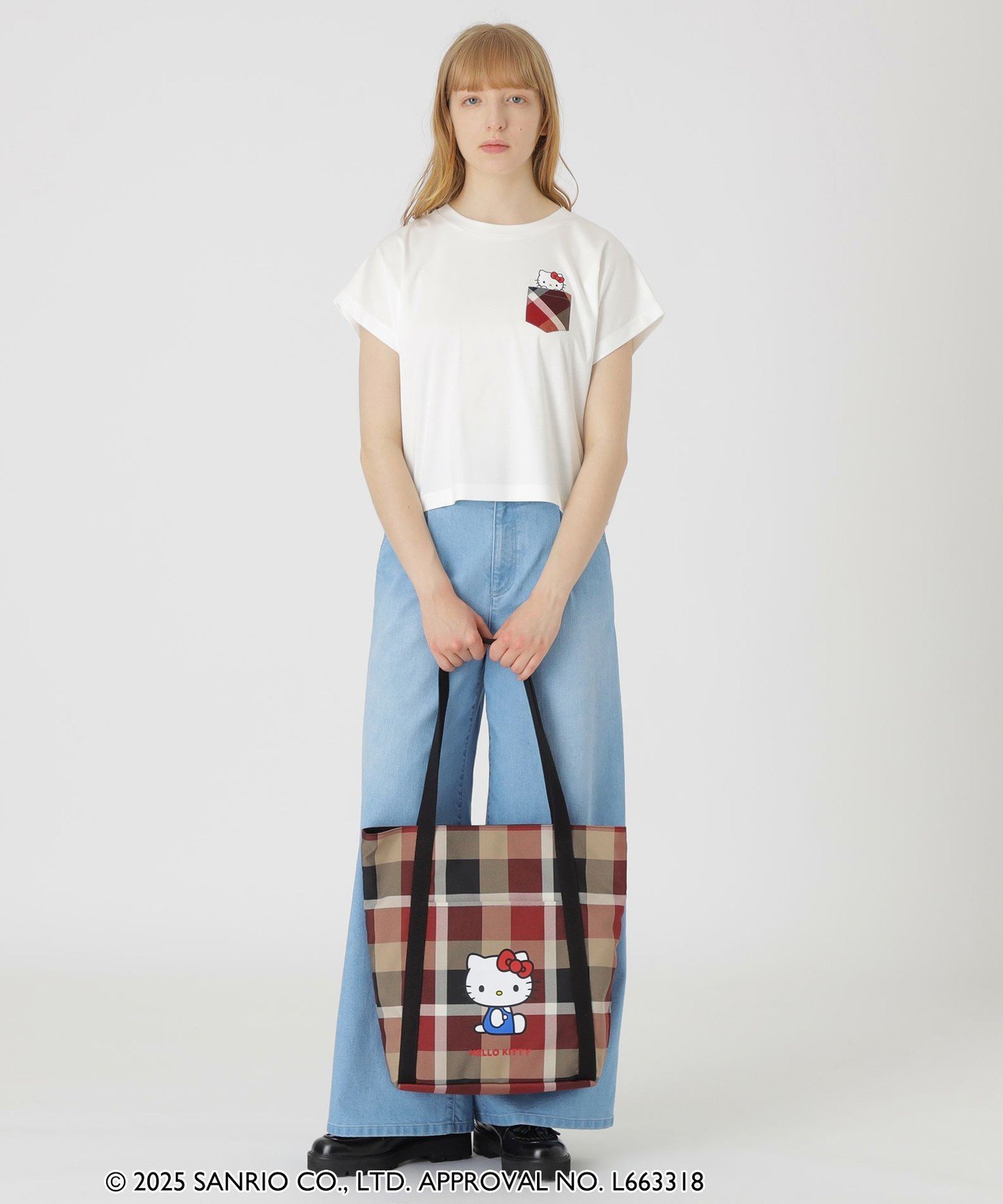 BLUE LABEL CRESTBRIDGE 【ハローキティコラボ】クレストブリッジチェックビッグトート ブルーレーベル / ブラックレーベル・クレストブリッジ バッグ その他のバッグ レッド【送料無料】