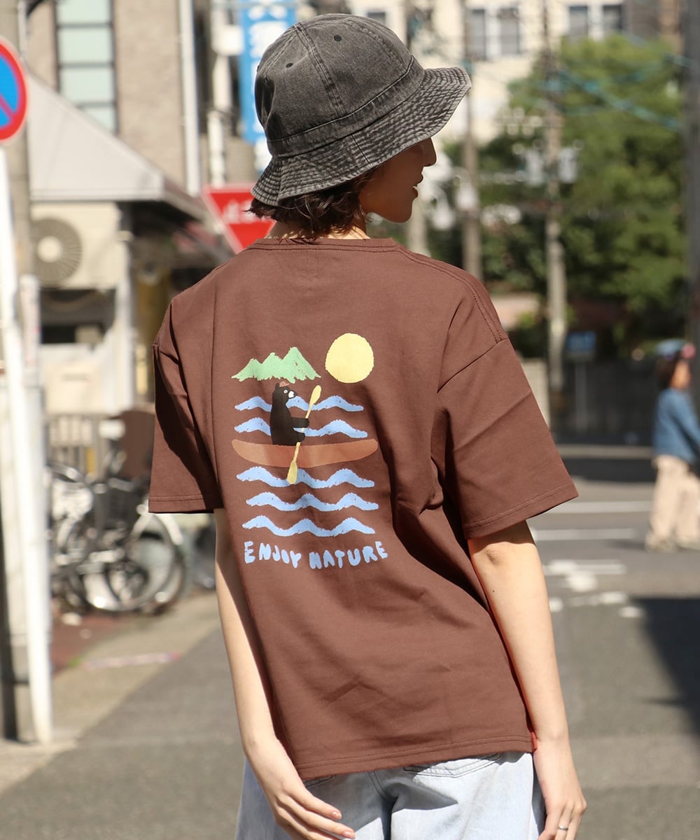 KRIFF MAYER (W)ウェットプロテクトゆるT(ボート) クリフメイヤー トップス カットソー・Tシャツ ブラウン ホワイト ブラック
