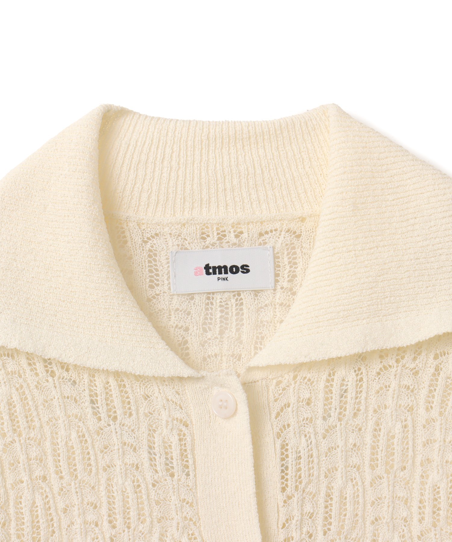 atmos pink atmos pink See-Through Knit Cardigan WHITE アトモス トップス ニット ホワイト