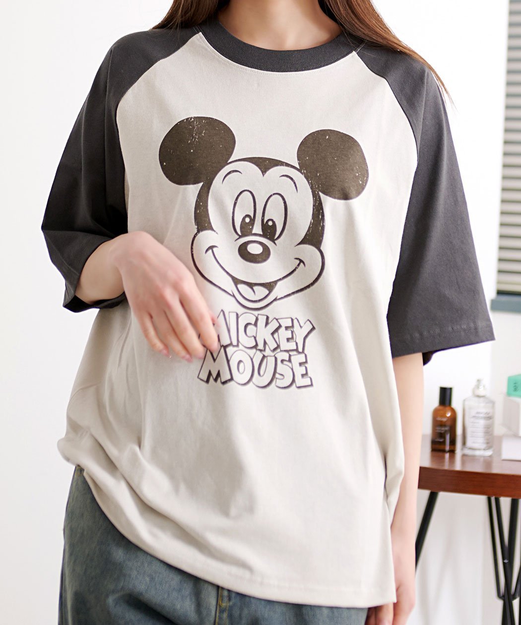 SB select DISNEY ラグラン半袖TEE シルバーバレット トップス カットソー・Tシャツ ホワイト