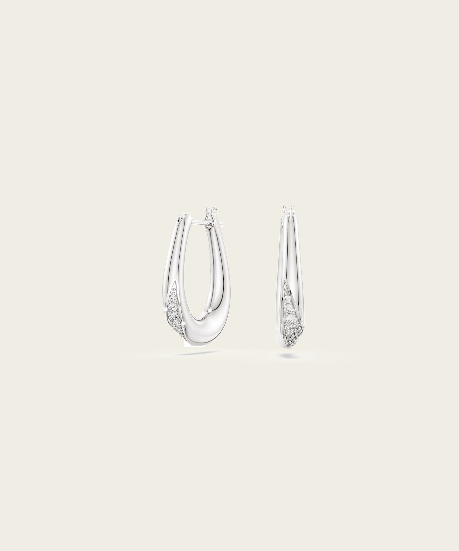 SWAROVSKI 【公式】【スワロフスキー】Classica フープピアス, ラウンドカット スワロフスキー アクセサリー・腕時計 ピアス ホワイト【送料無料】