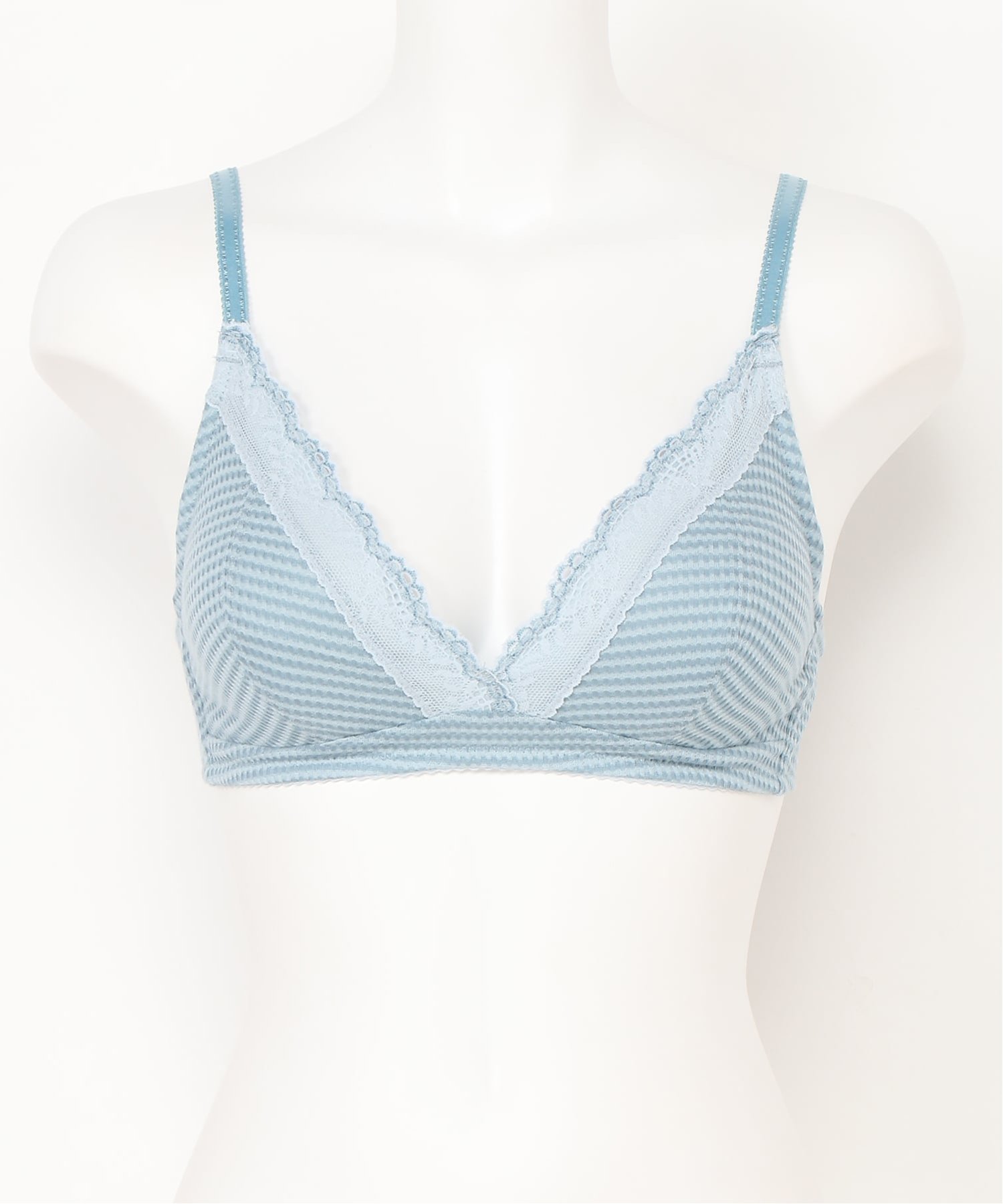 KID BLUE (W)26シアーフライスボーダー フックアイソフトブラジャー(ノンワイヤー) キッドブルー インナー・ルームウェア ブラジャー ブルー グリーン【送料無料】
