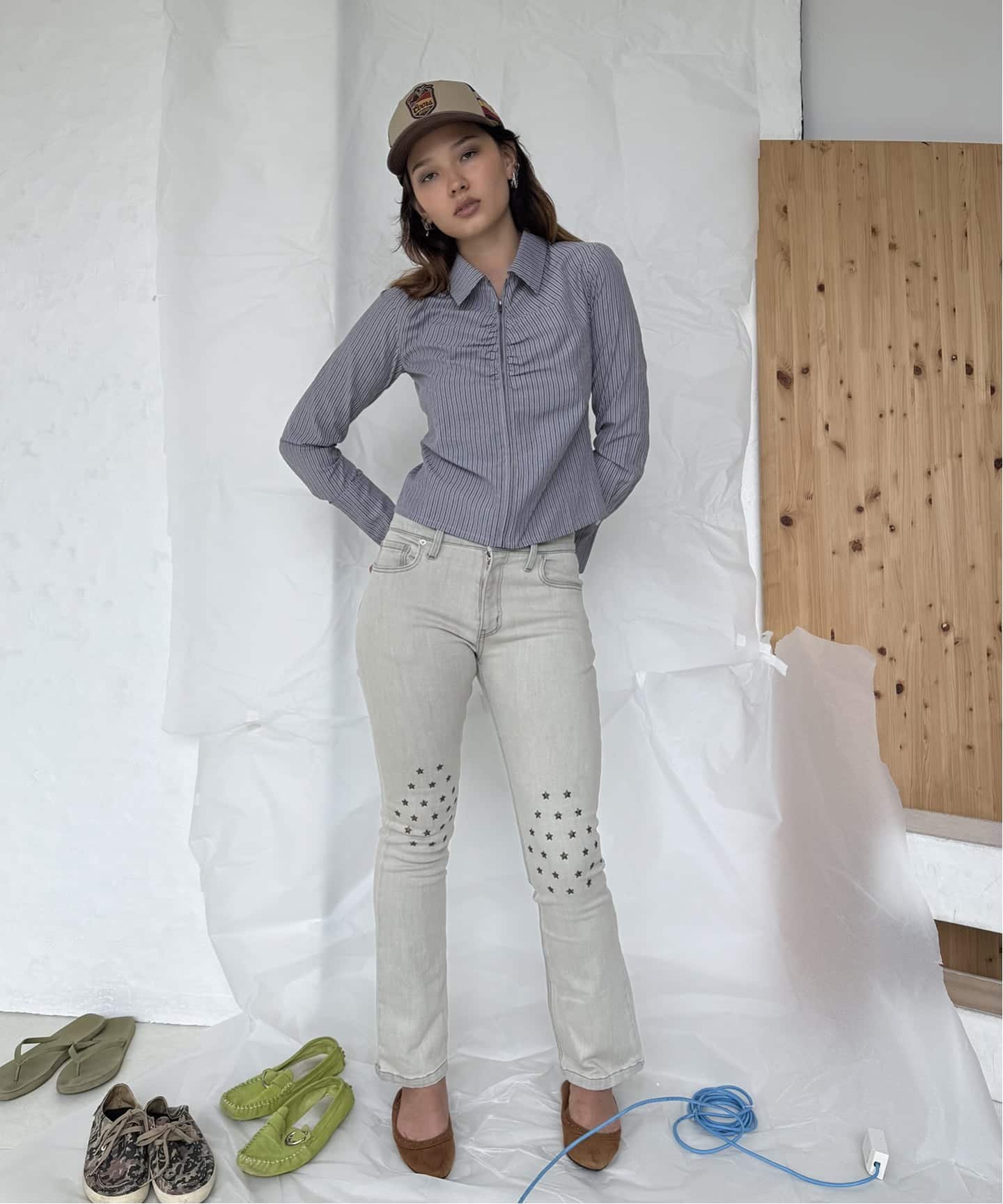Oriens JOURNAL STANDARD 《予約》ニースター スタデッドパンツ オリエンス ジャーナルスタンダード パンツ ジーンズ・デニムパンツ ブラック ベージュ
