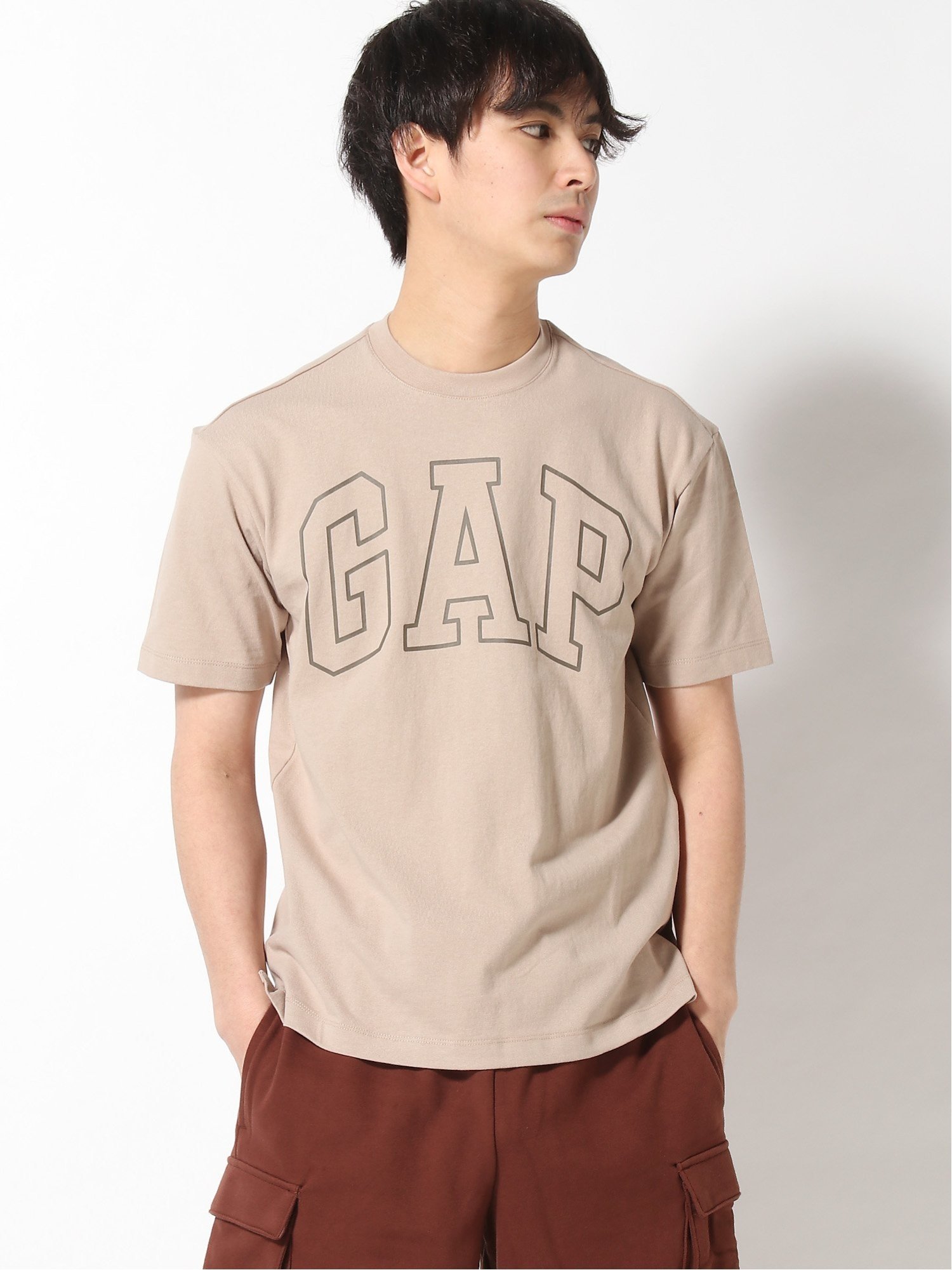 【SALE／74%OFF】GAP ウォッシュドロー ジャージーGAPアーチロゴ Tシャツ ギャップ トップス カットソー・Tシャツ ベージュ ホワイト ネイビー パープルのサムネイル