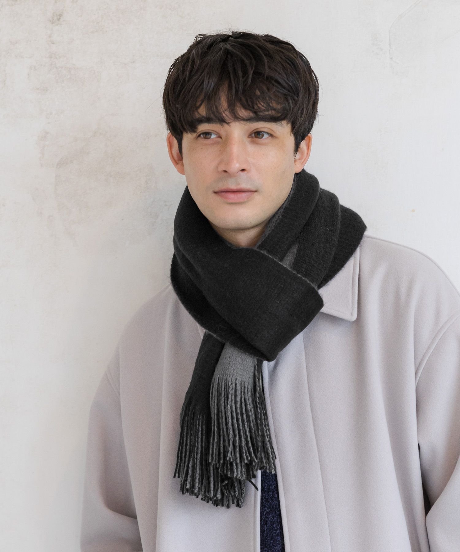 【SALE/49%OFF】LAKOLE リバーシブルマフラー ラコレ ファッション雑貨 マフラー・ストール・ネックウォーマー ブルー ベージュ ブラック