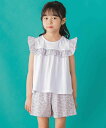 BeBe Petits Pois Vert 【店舗限定】花柄スクエアフリルチュニック+ショートパンツセット(95~150cm)br ベベ オンライン ストア ス...