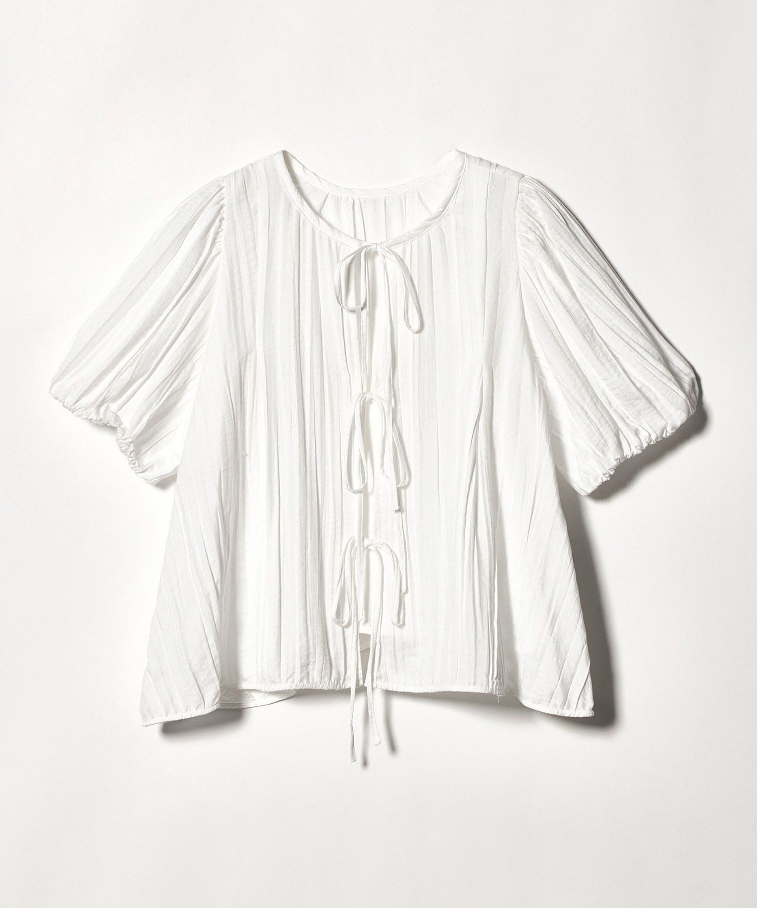 【SALE／40%OFF】EMMEL REFINES ＜EMMEL REFINES＞EM ランダムプリーツ リボン2WAY ブラウス ユナイテッドアローズ グリーンレーベルリラクシング トップス シャツ・ブラウス ブルー ホワイト【送料無料】 stylife-15633647 Rakuten Fashion サンプル画像2