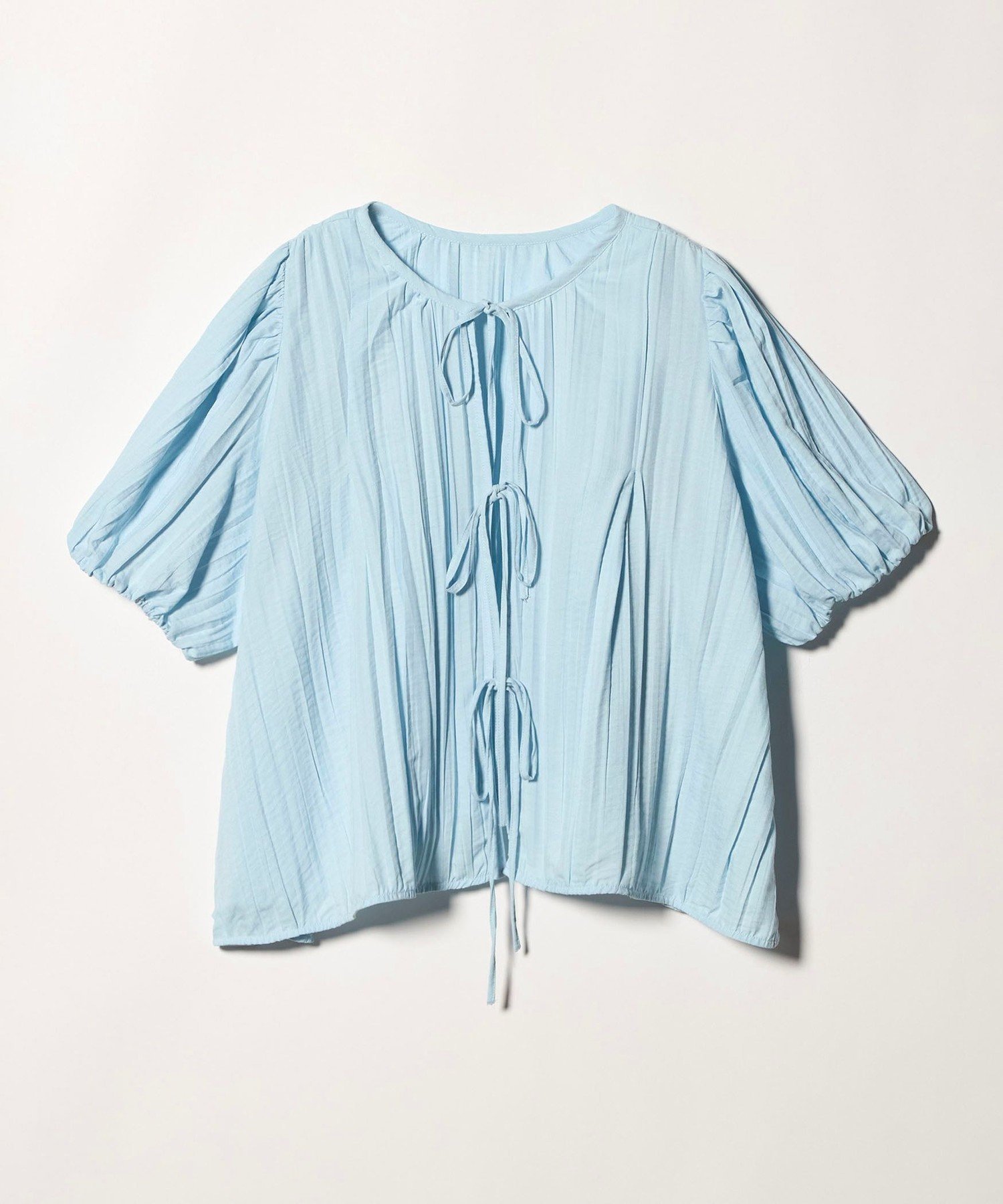 【SALE／40%OFF】EMMEL REFINES ＜EMMEL REFINES＞EM ランダムプリーツ リボン2WAY ブラウス ユナイテッドアローズ グリーンレーベルリラクシング トップス シャツ・ブラウス ブルー ホワイト【送料無料】 stylife-15633647 Rakuten Fashion サンプル画像3