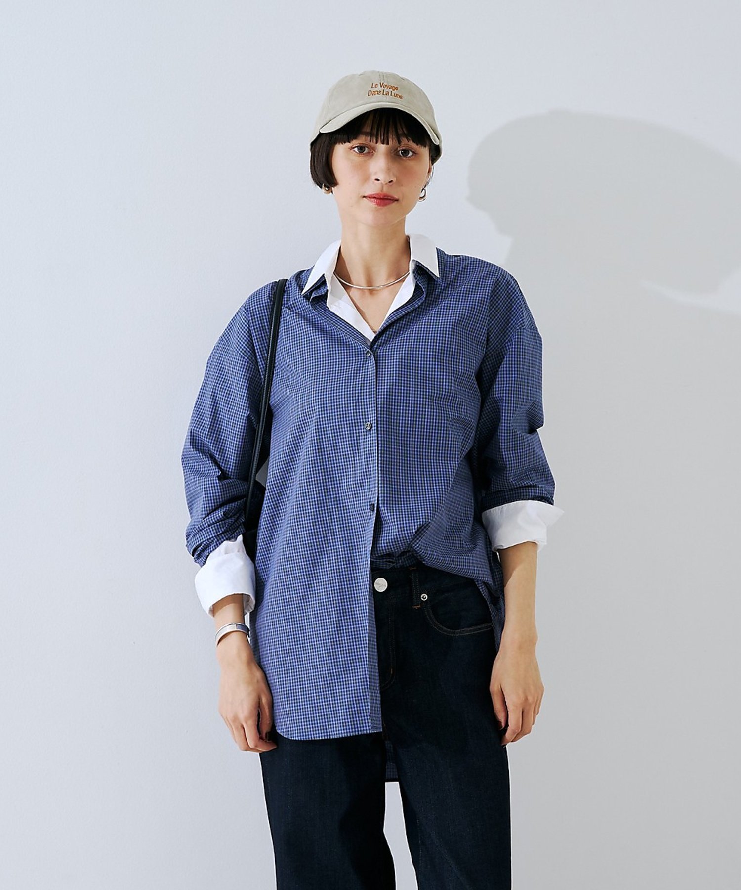 Rouge vif la cle コットンレイヤーデザインシャツ【予約】 ルージュ・ヴィフ ラクレ トップス シャツ・ブラウス ネイビー ブルー