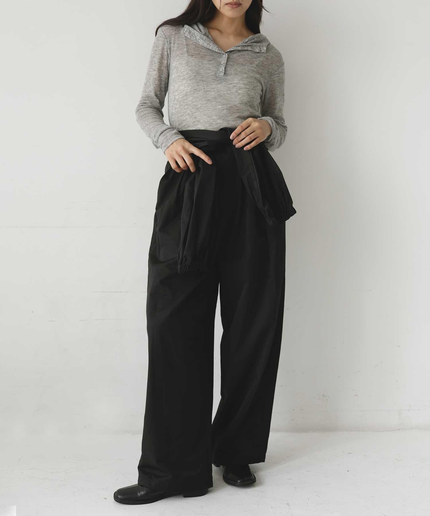 hellam 2WAY腰巻きツイルパンツ へラム パンツ その他のパンツ ネイビー ブラック ブラウン ホワイト