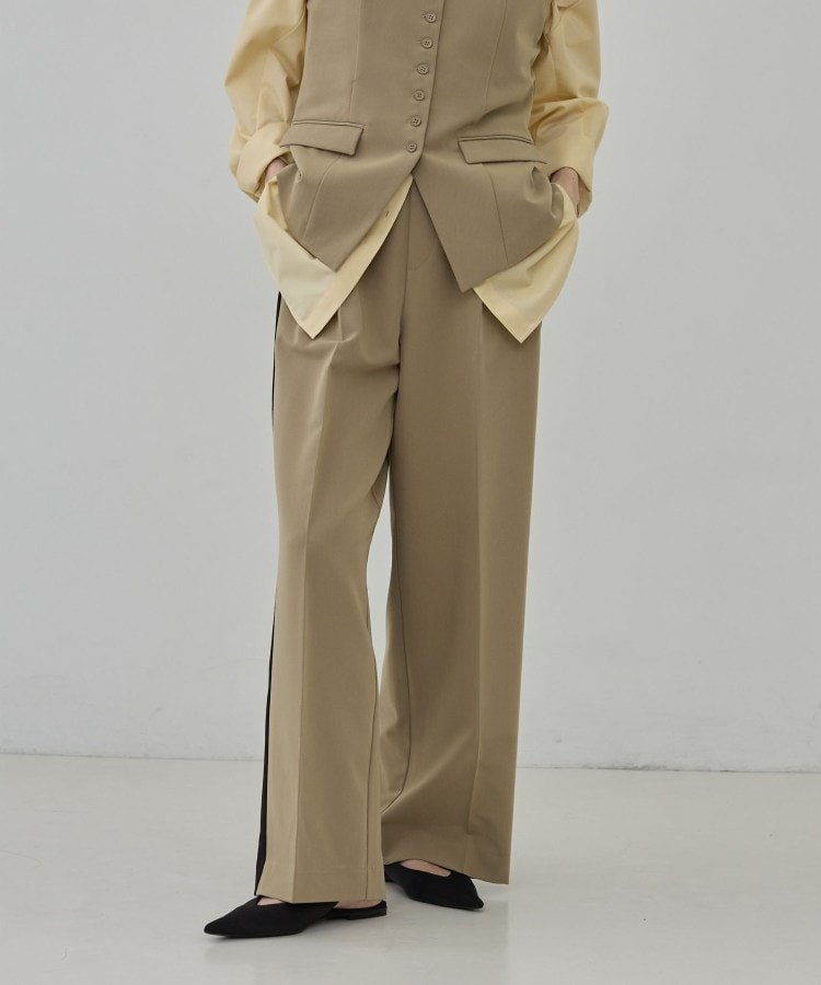 Comfy Slacks｜イージーサイドラインワイドパンツ ギャレスト パンツ その他のパンツ ベージュ ブラック グレー