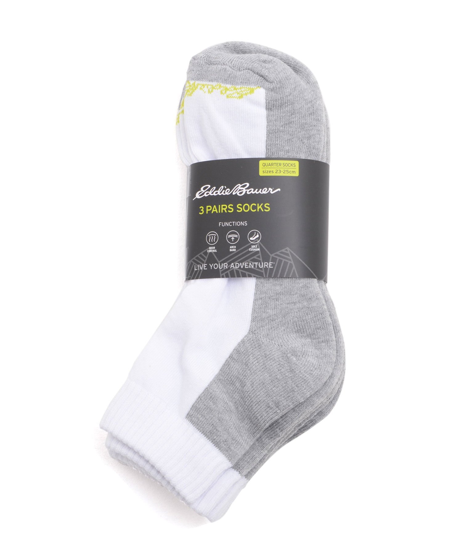 Eddie Bauer 3P クォーター ソックス/3P QUARTER SOCKS エディーバウアー 靴下・レッグウェア 靴下 ホワイト グレー ブラック