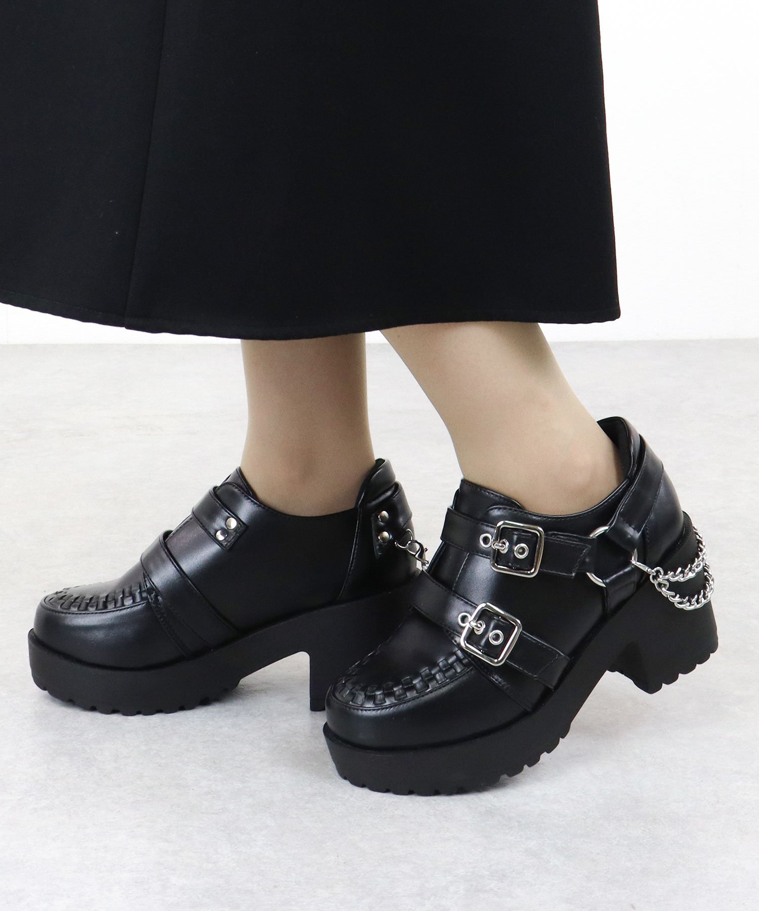 【SALE／15%OFF】LOVEHUNTER 8cmヒール ベルトブーティ ☆1611 サンエーフットウェアー シューズ・靴 ブーツ ブラック【送料無料】