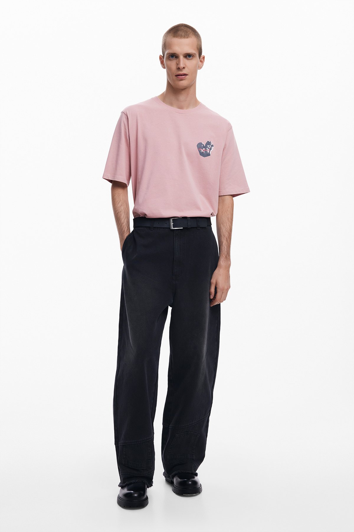 リトグラフローズTシャツ デシグアル トップス カットソー・Tシャツ ピンク