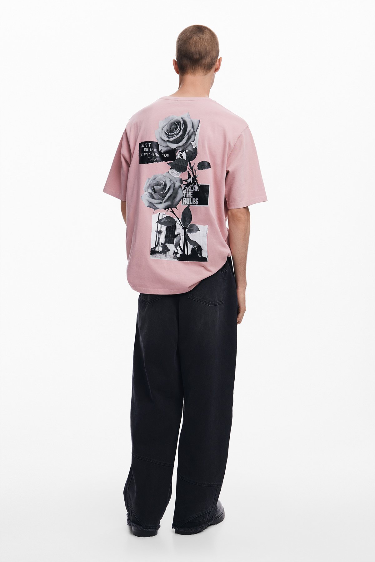 リトグラフローズTシャツ デシグアル トップス カットソー・Tシャツ ピンク