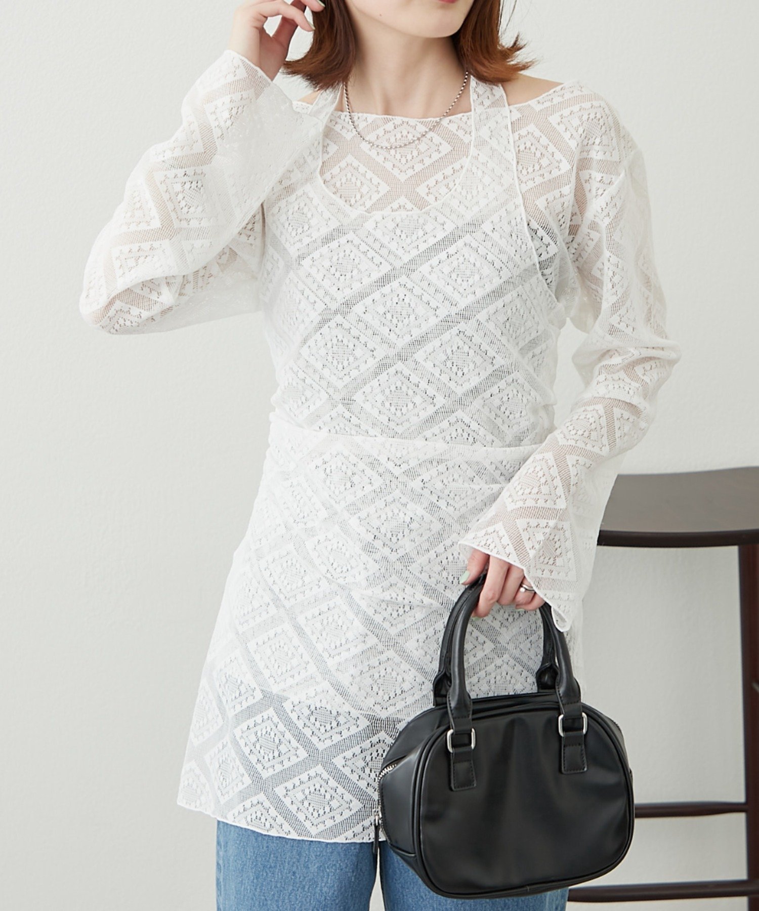 【SALE／84%OFF】CIAOPANIC TYPY 【willow】レイヤードレースホルターネックチュニック チャオパニックティピー トップス カットソー・Tシャツ ホワイト ブラック